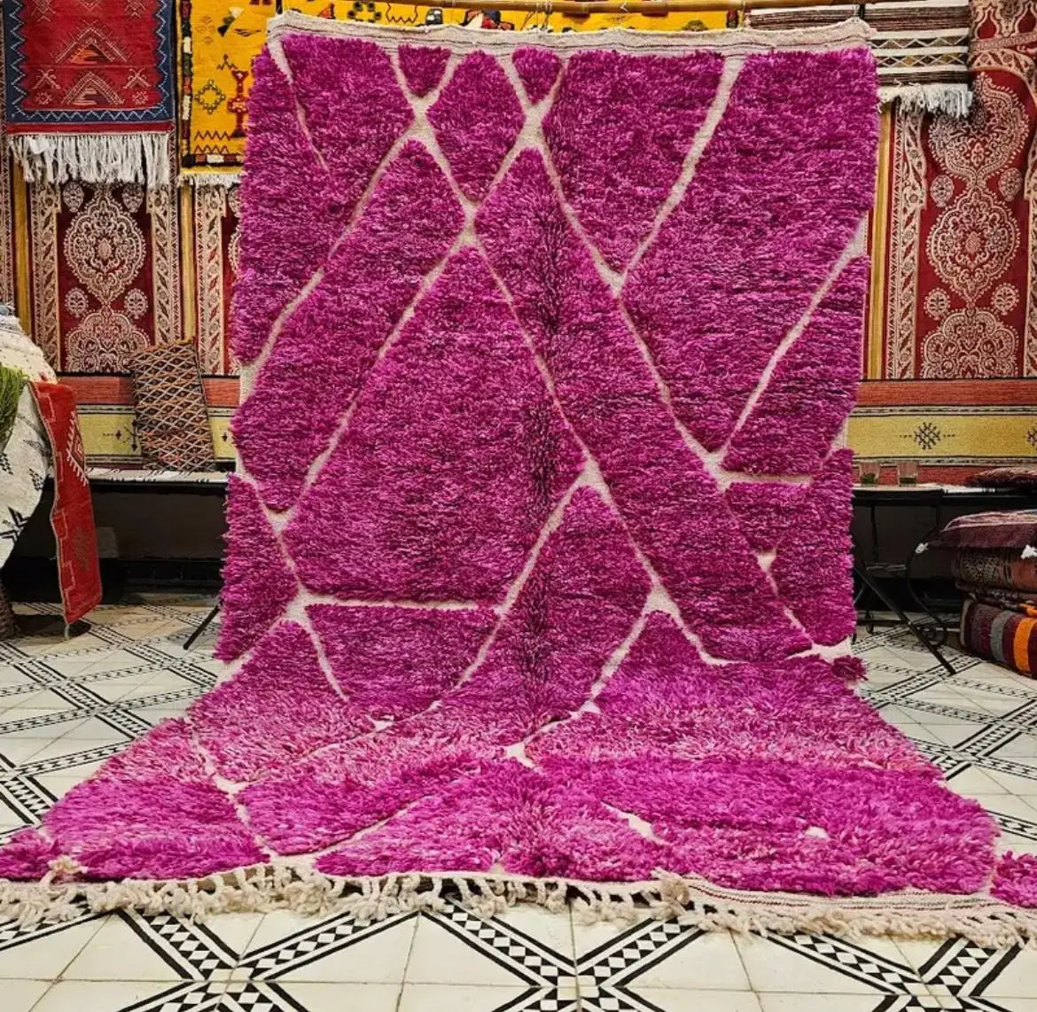 Moroccan Beni Ourain Rug | Handmade Wool Carpet | Elegant Home Décor