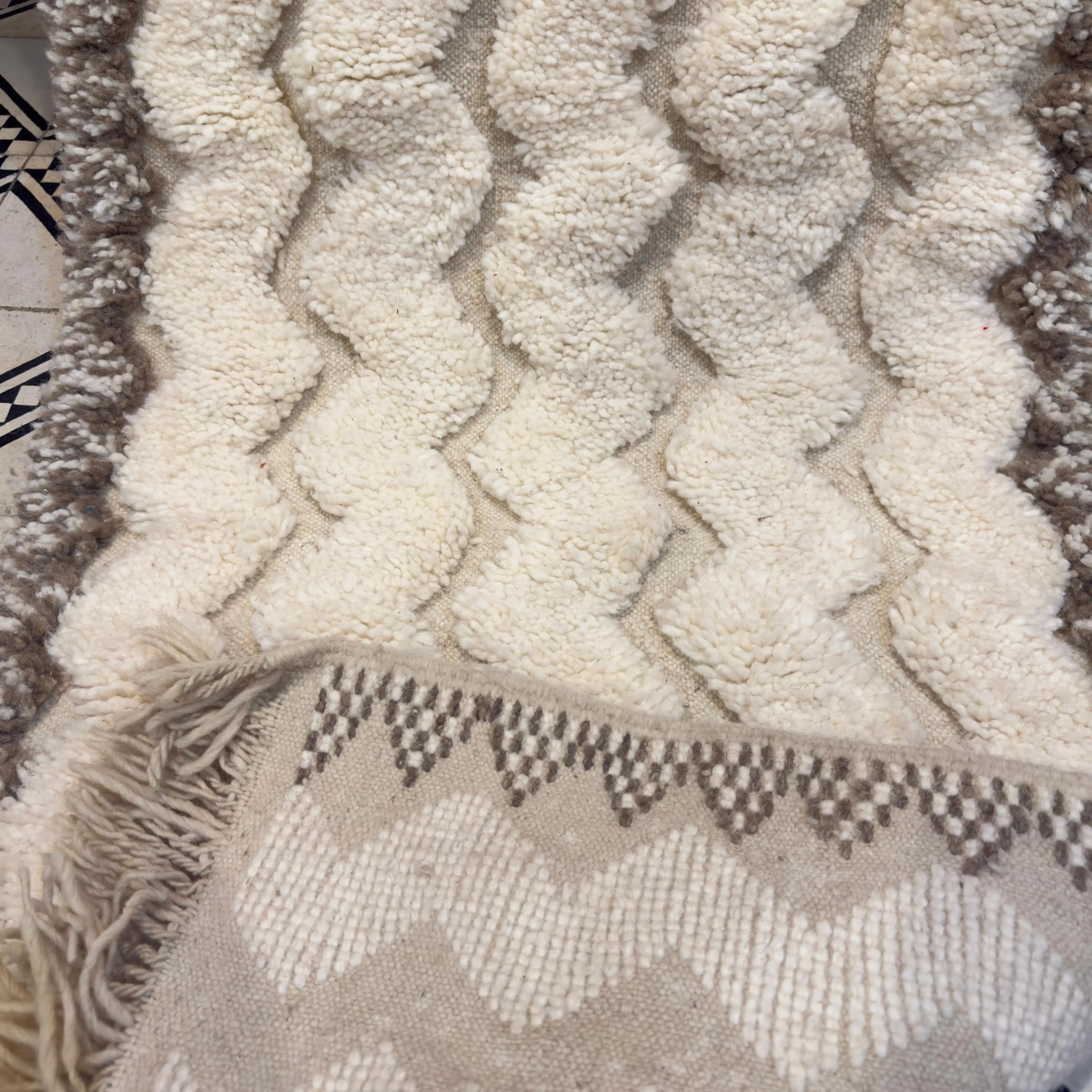 Hand-Knotted Berber Runner Rug | Striped Wool Area Carpet for Kitchen & Living Spaces