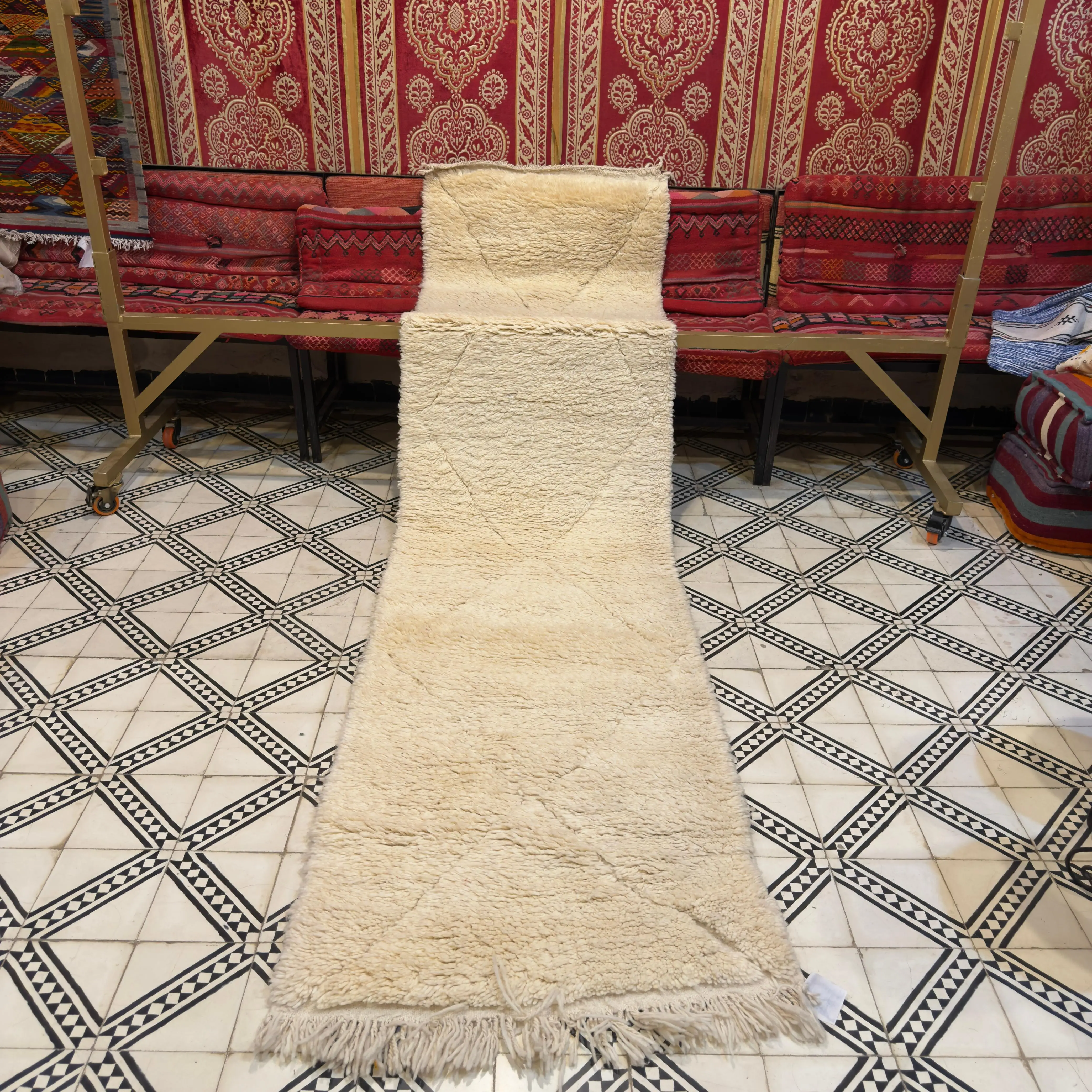 Authentic Berber Wool Runner Rug | Hand-Knotted Striped Carpet for Kitchen & Living Spaces