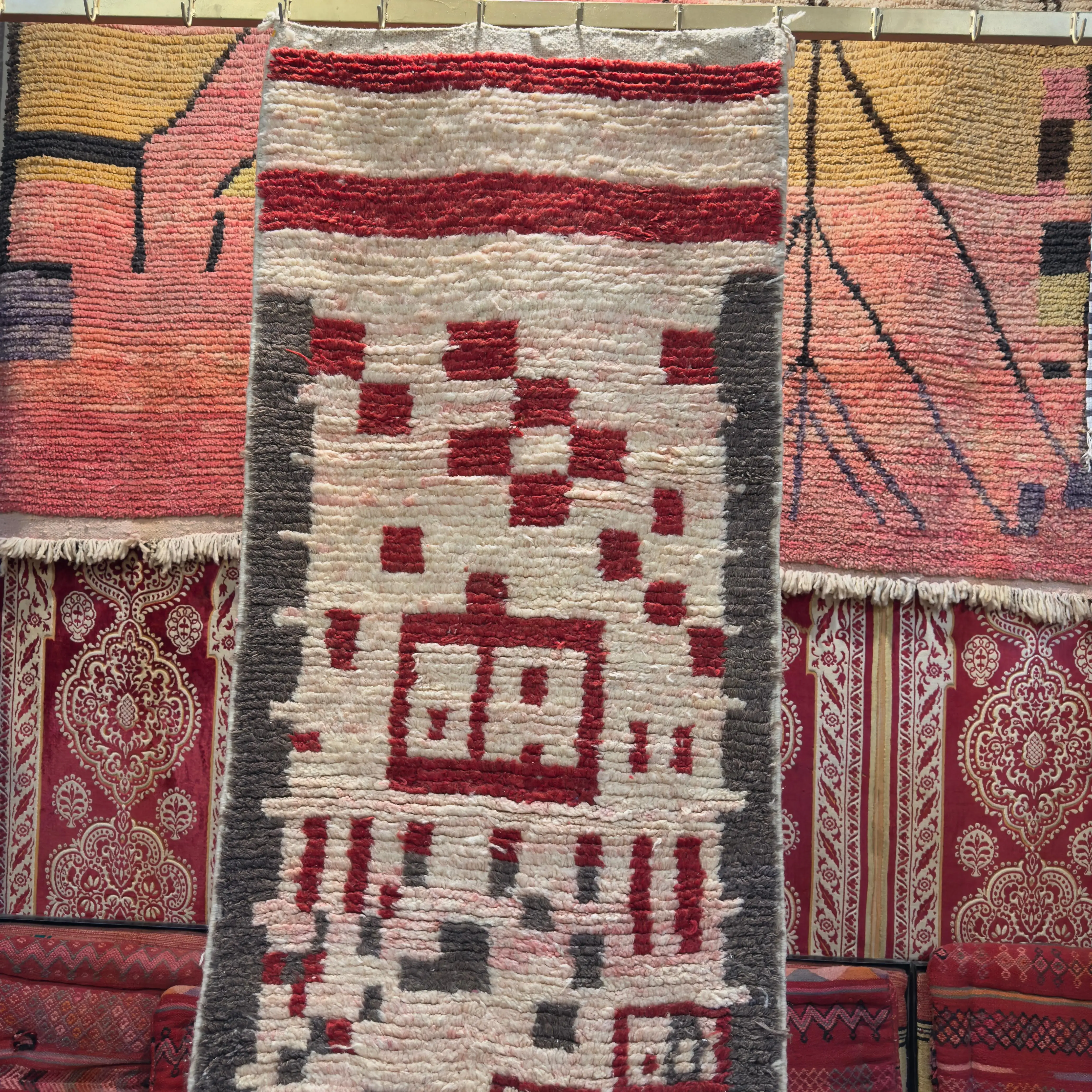 Hand-Knotted Berber Runner Carpet | Striped Wool Rug for Kitchens & Living Spaces
