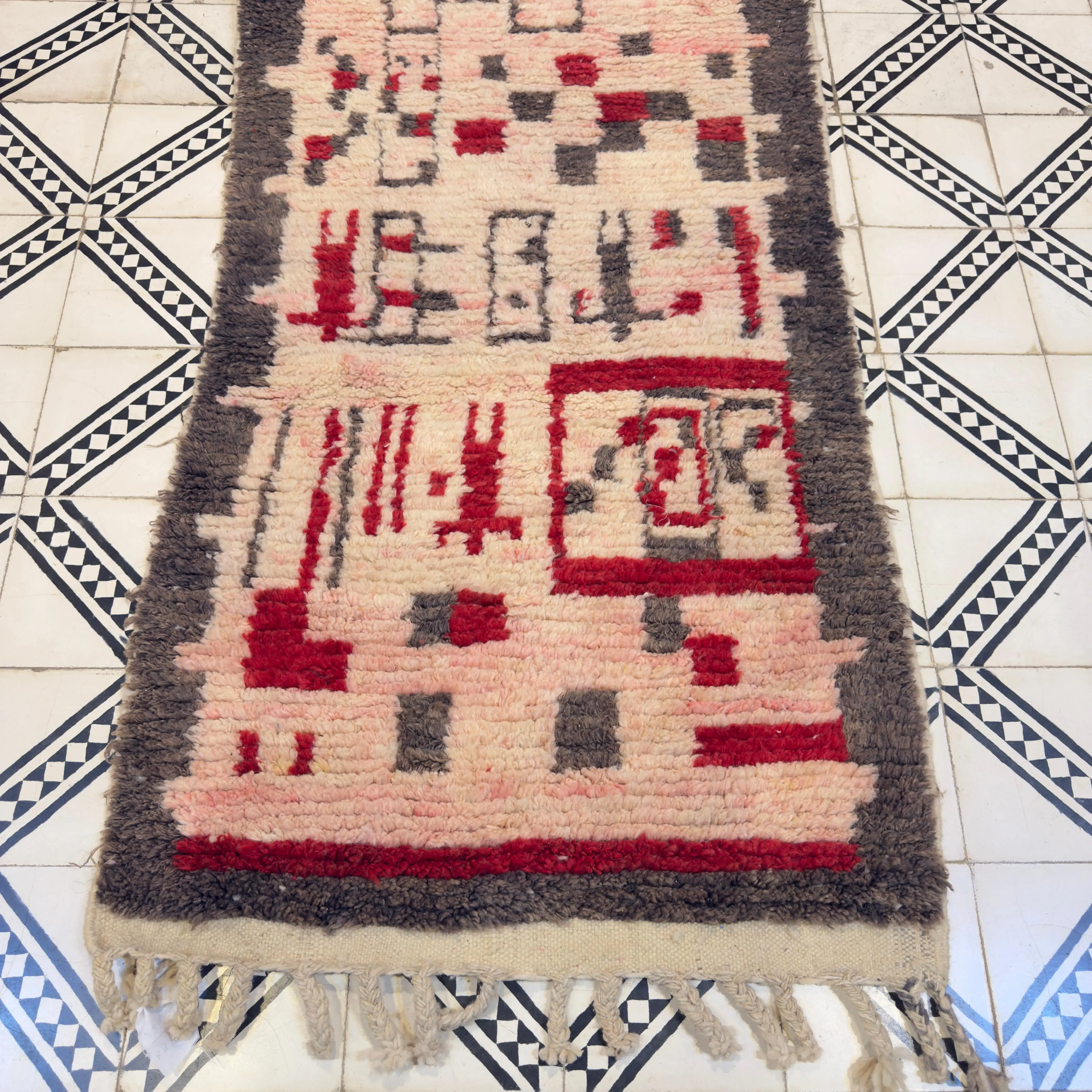 Hand-Knotted Berber Runner Carpet | Striped Wool Rug for Kitchens & Living Spaces