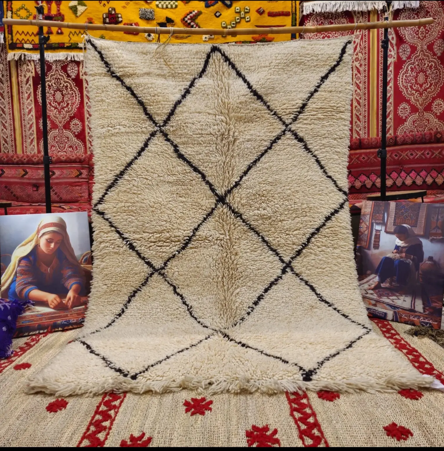 Authentic Beni Ourain Rug | Handwoven Wool Berber Rug | Moroccan Area Carpet for Living Room Elegance