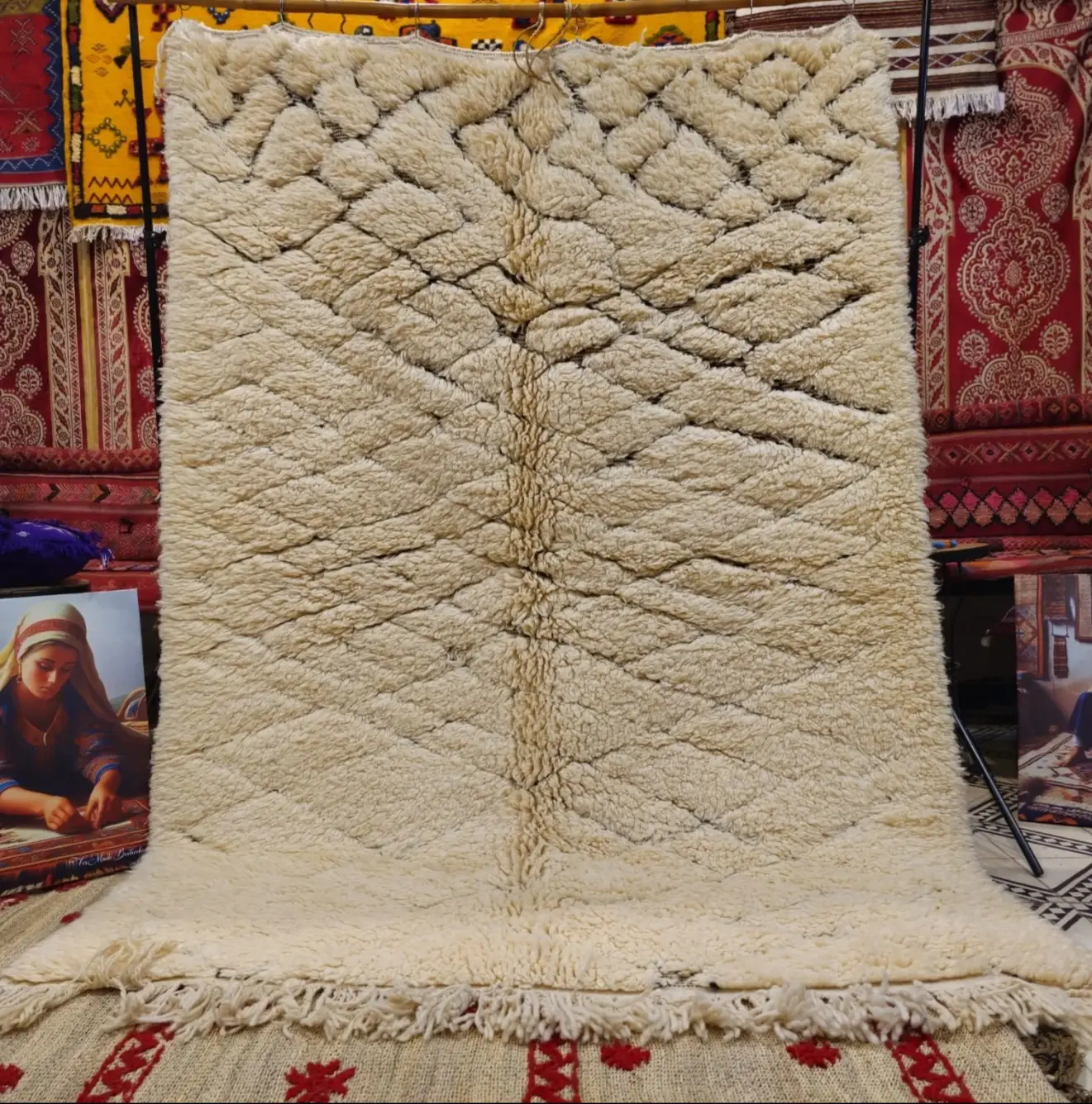 Authentic Beni Ourain Rug | Handwoven Wool Berber Rug | Moroccan Area Carpet for Living Room Elegance