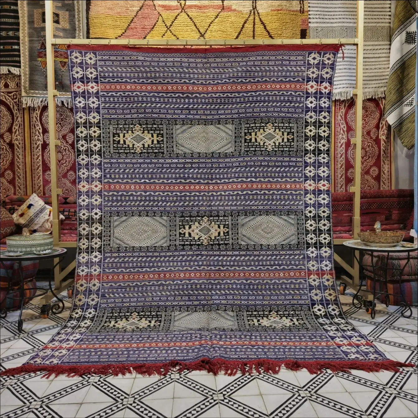 Custom Kilim Rug | Vintage Moroccan Flatweave Carpet | Traditional Wool Berber Rug