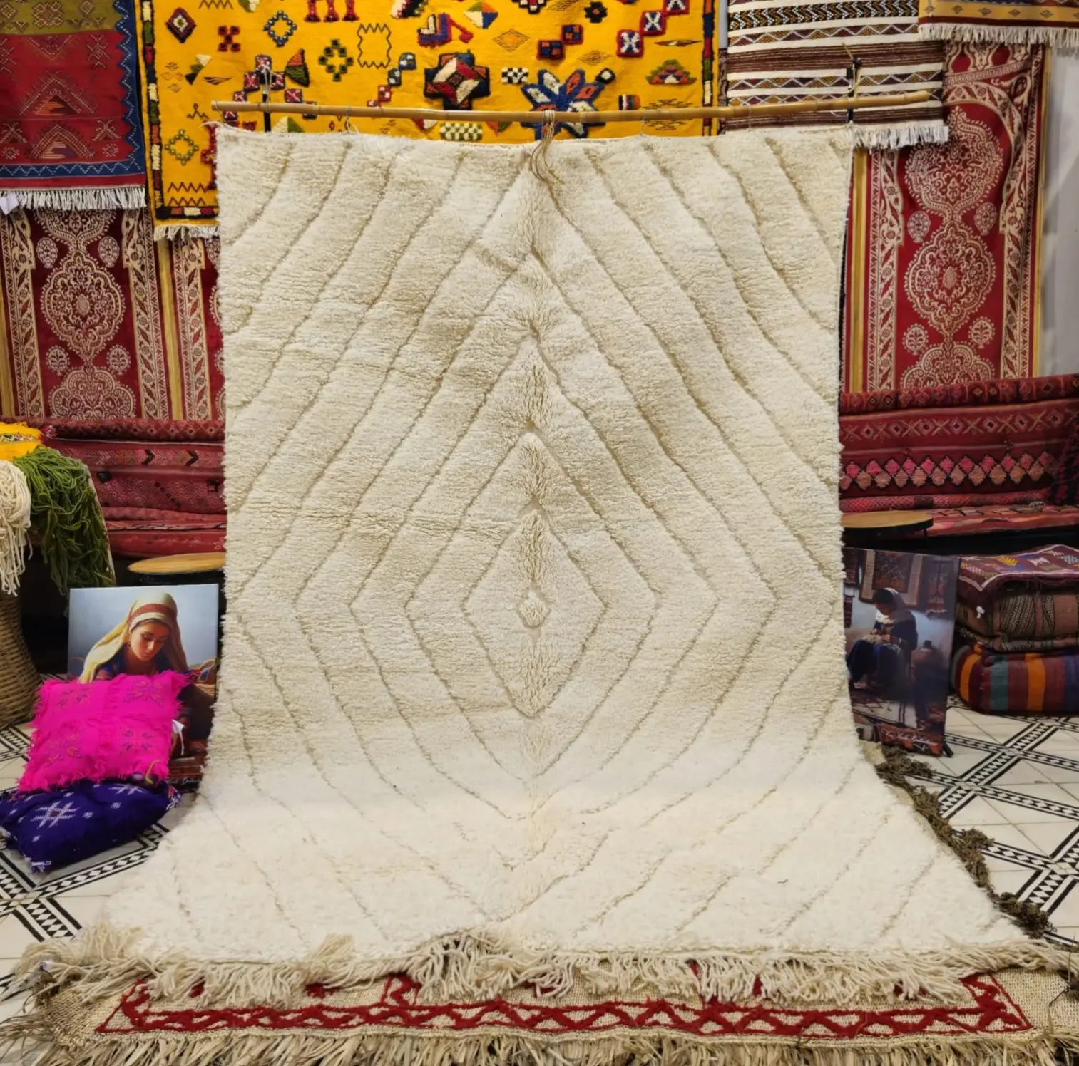 Authentic Beni Ourain Rug | Handwoven Wool Berber Rug | Moroccan Area Carpet for Living Room Elegance