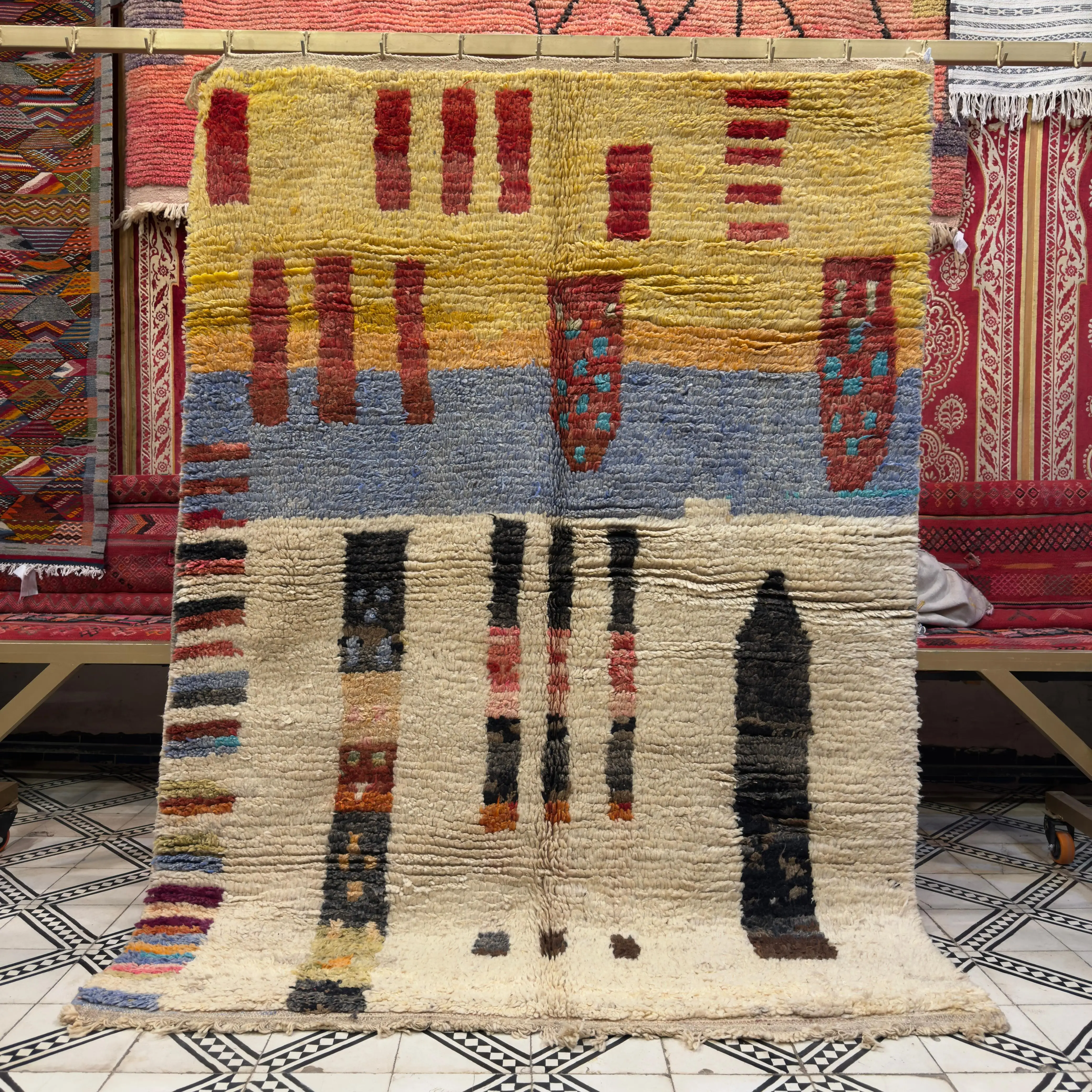 Authentic Beni Ourain Rug - Unique Handcrafted Piece with Berber Motifs