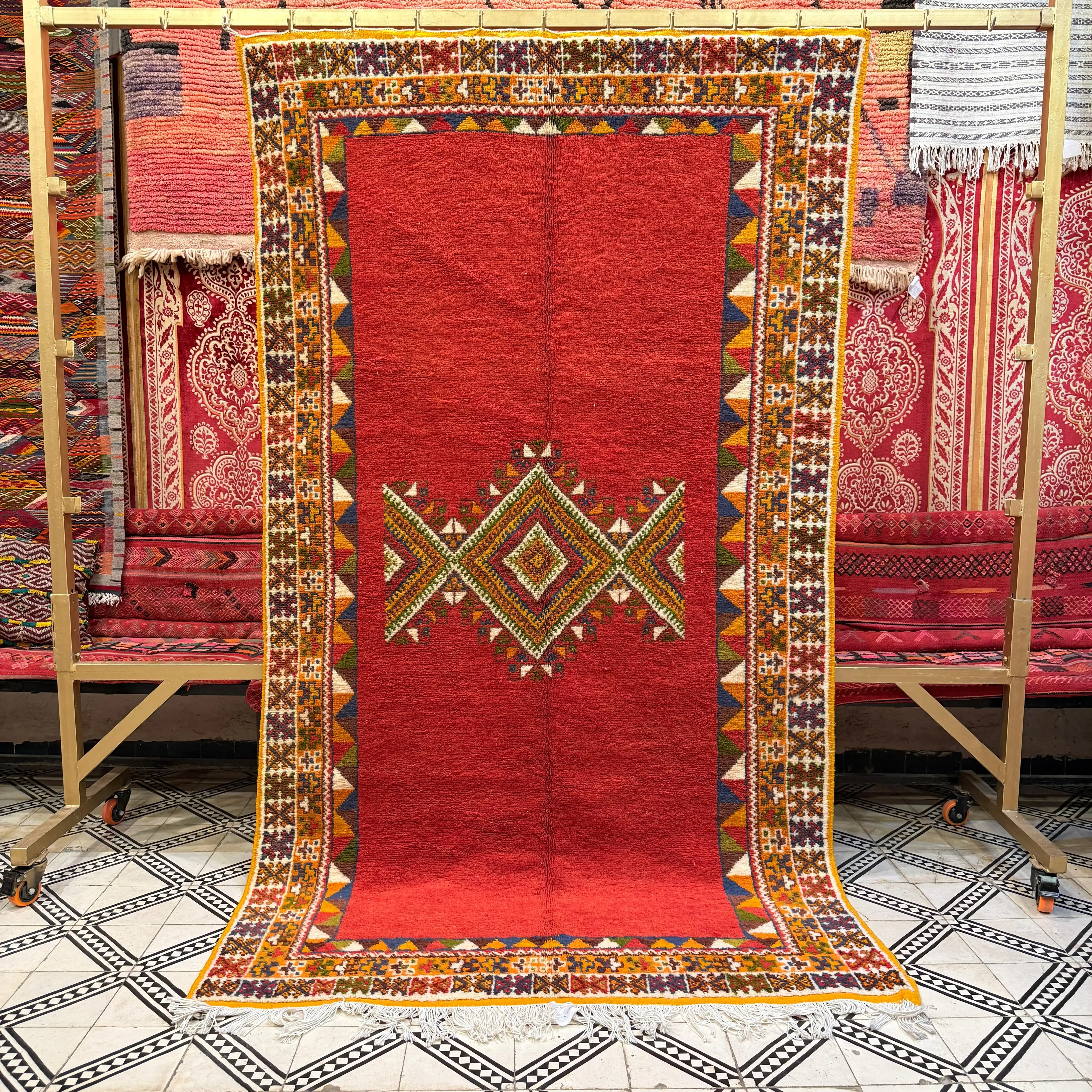 Vintage Hand-Knotted Berber Moroccan Rug – Ait Jakoub Jewish Tribal Carpet