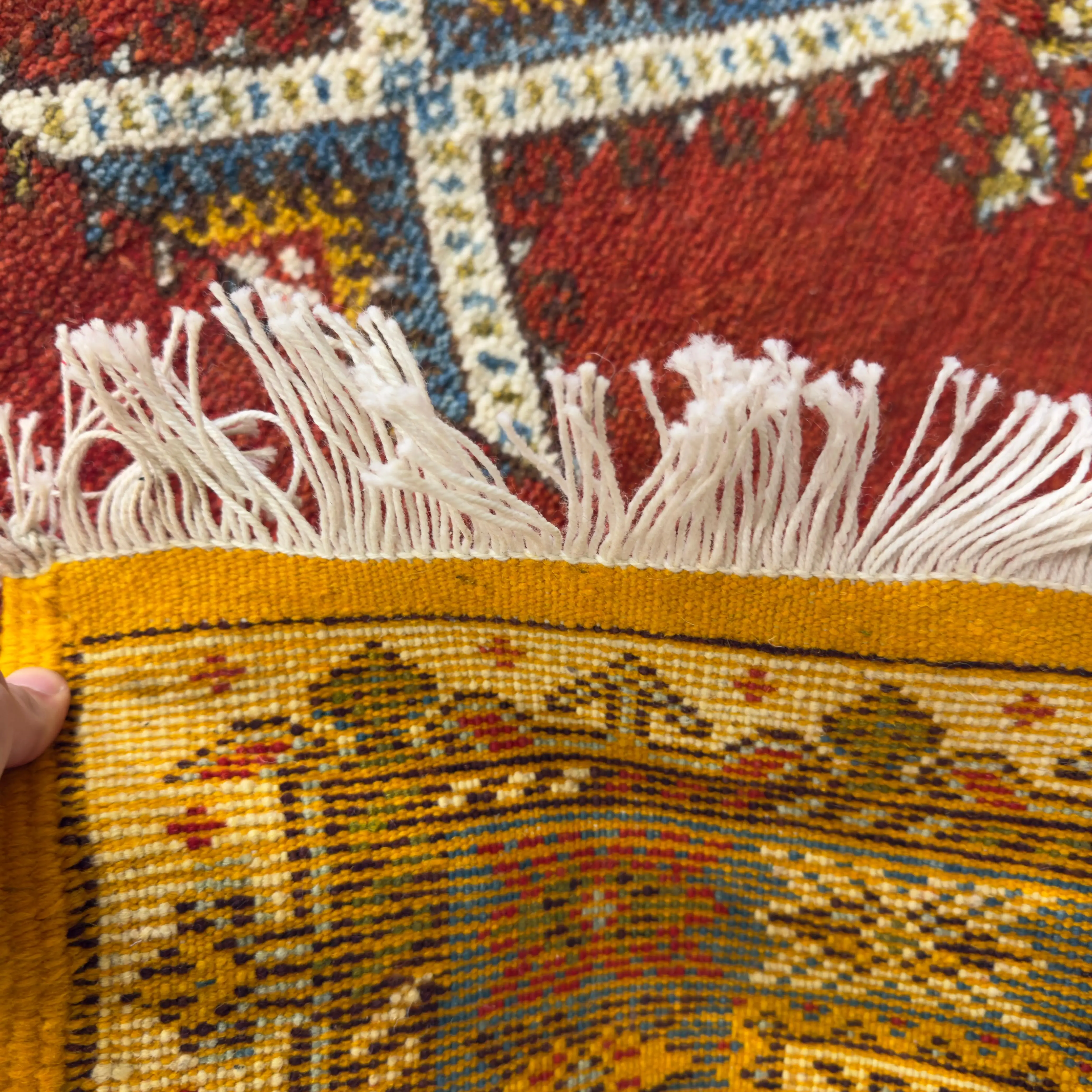Hand-Knotted Red Vintage Berber Rug – Traditional Living Room Elegance