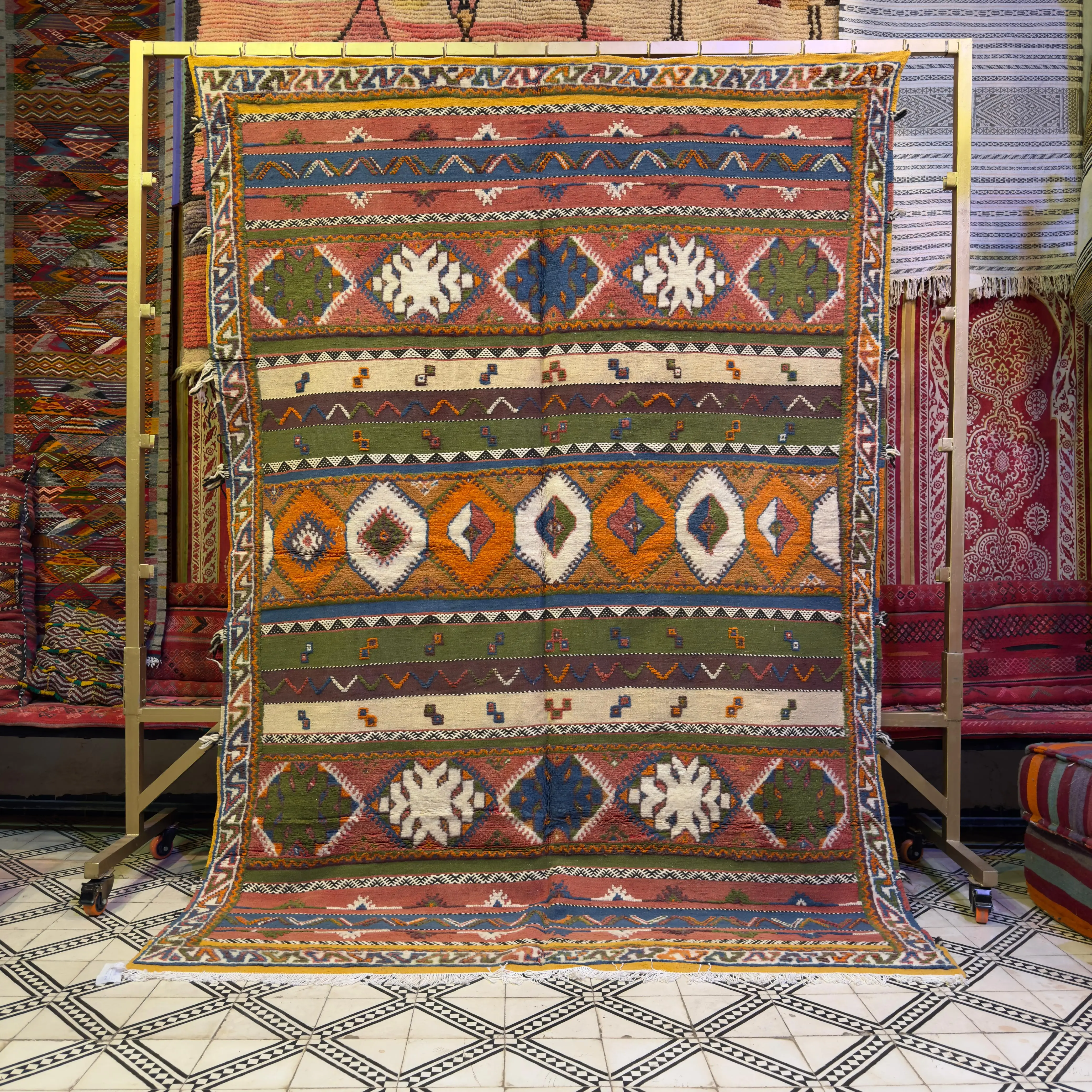 Custom Handmade Moroccan Rug | Unique Colorful Carpet with 3 Techniques – Weaving, Knotting & Embroidery