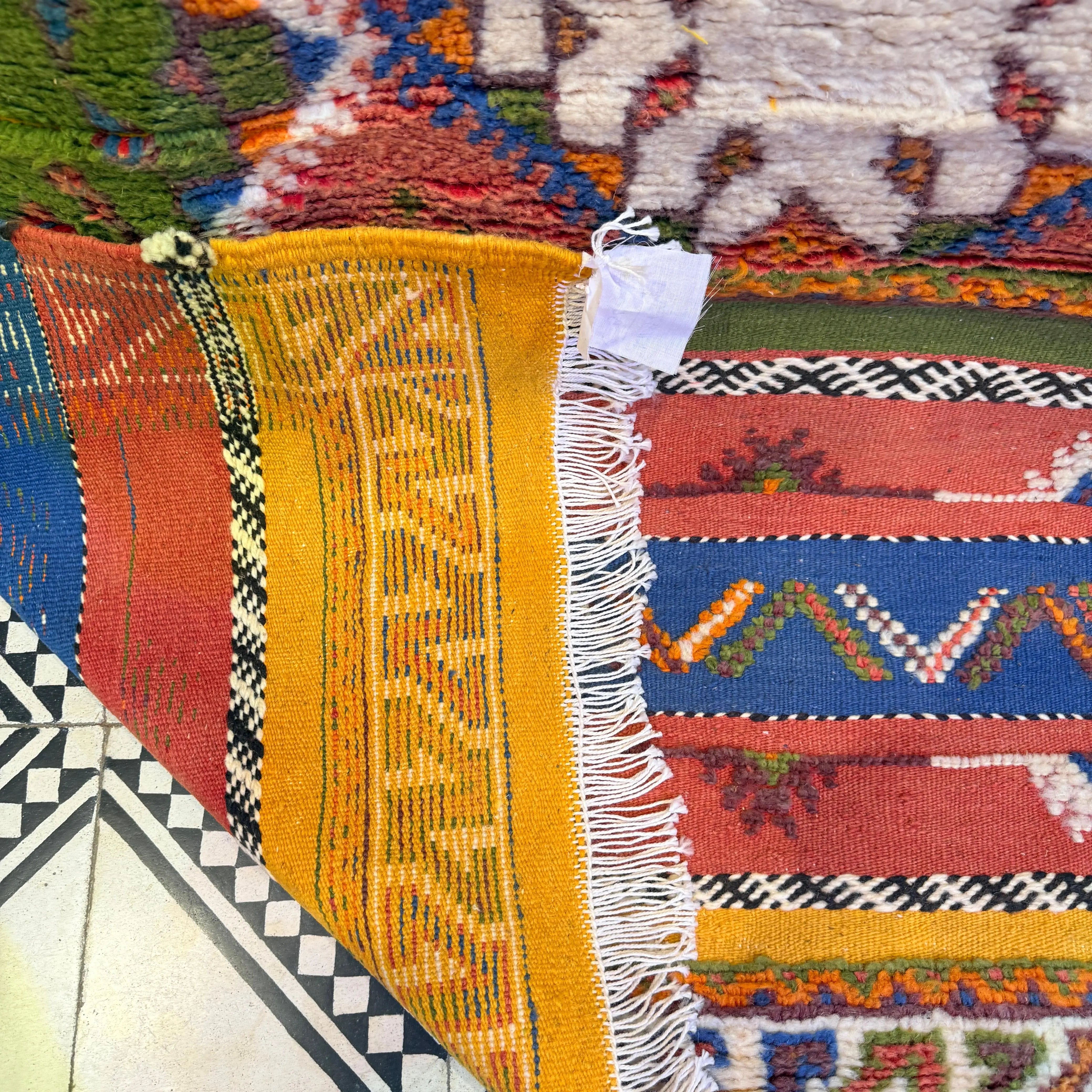Custom Handmade Moroccan Rug | Unique Colorful Carpet with 3 Techniques – Weaving, Knotting & Embroidery
