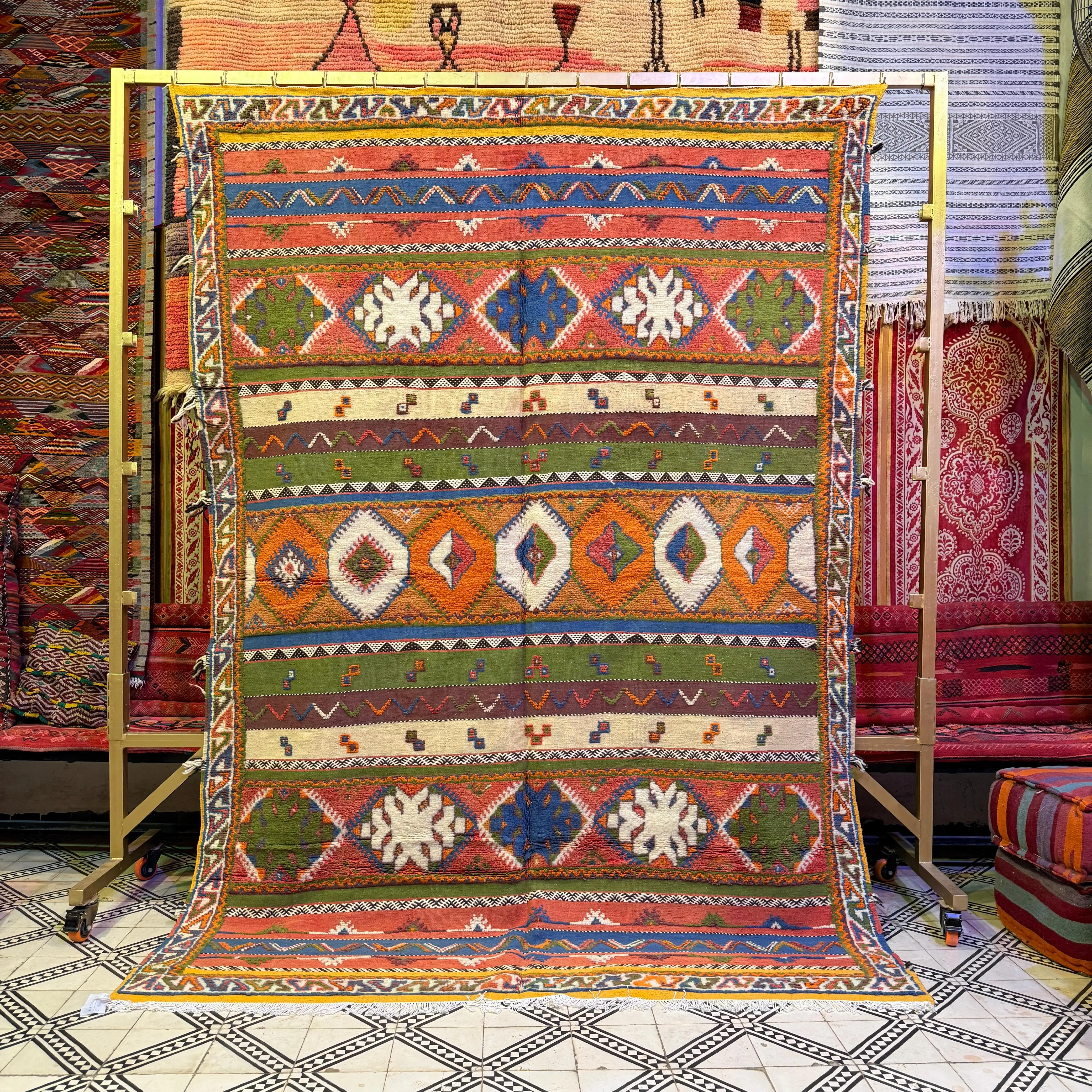 Custom Handmade Moroccan Rug | Unique Colorful Carpet with 3 Techniques – Weaving, Knotting & Embroidery