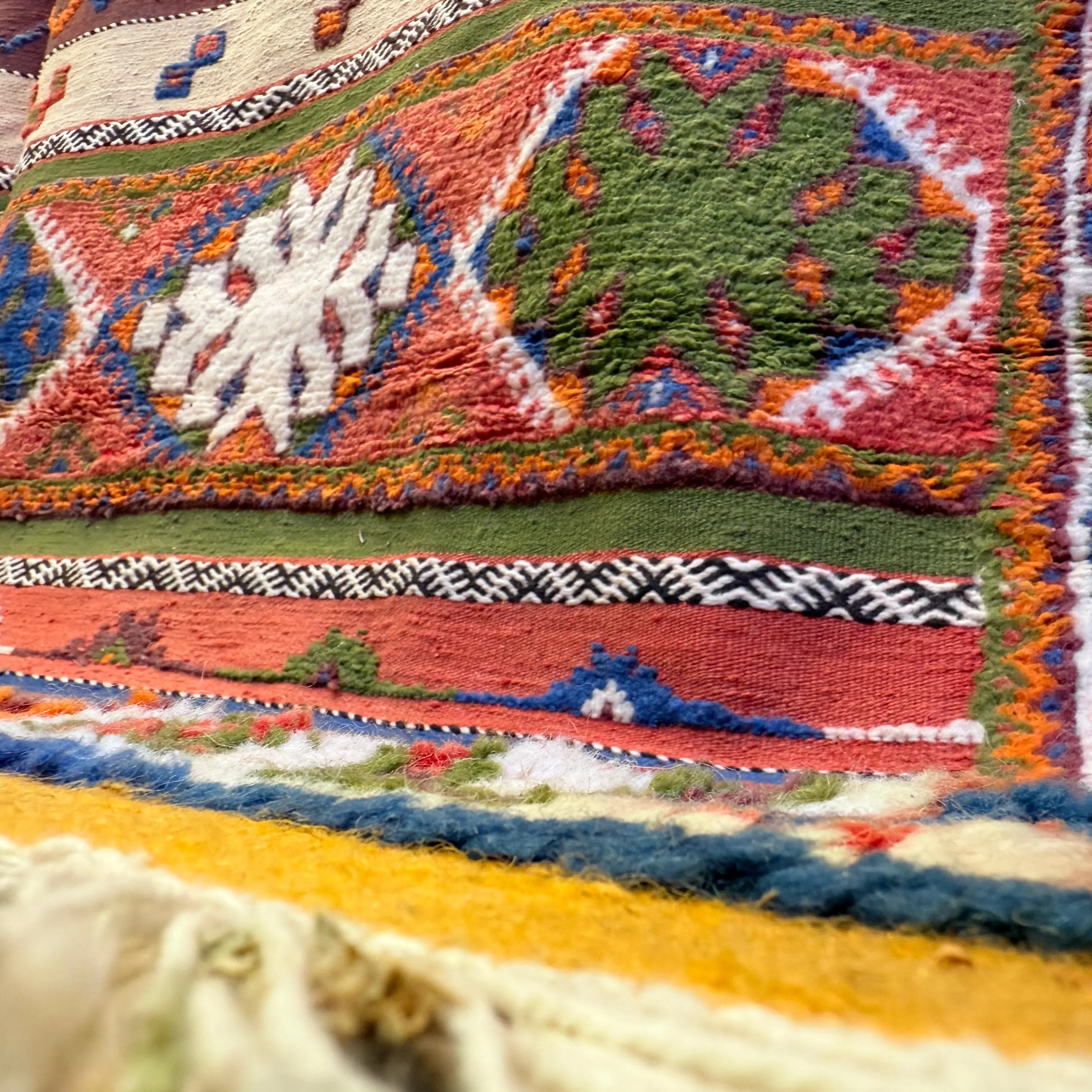 Custom Handmade Moroccan Rug | Unique Colorful Carpet with 3 Techniques – Weaving, Knotting & Embroidery
