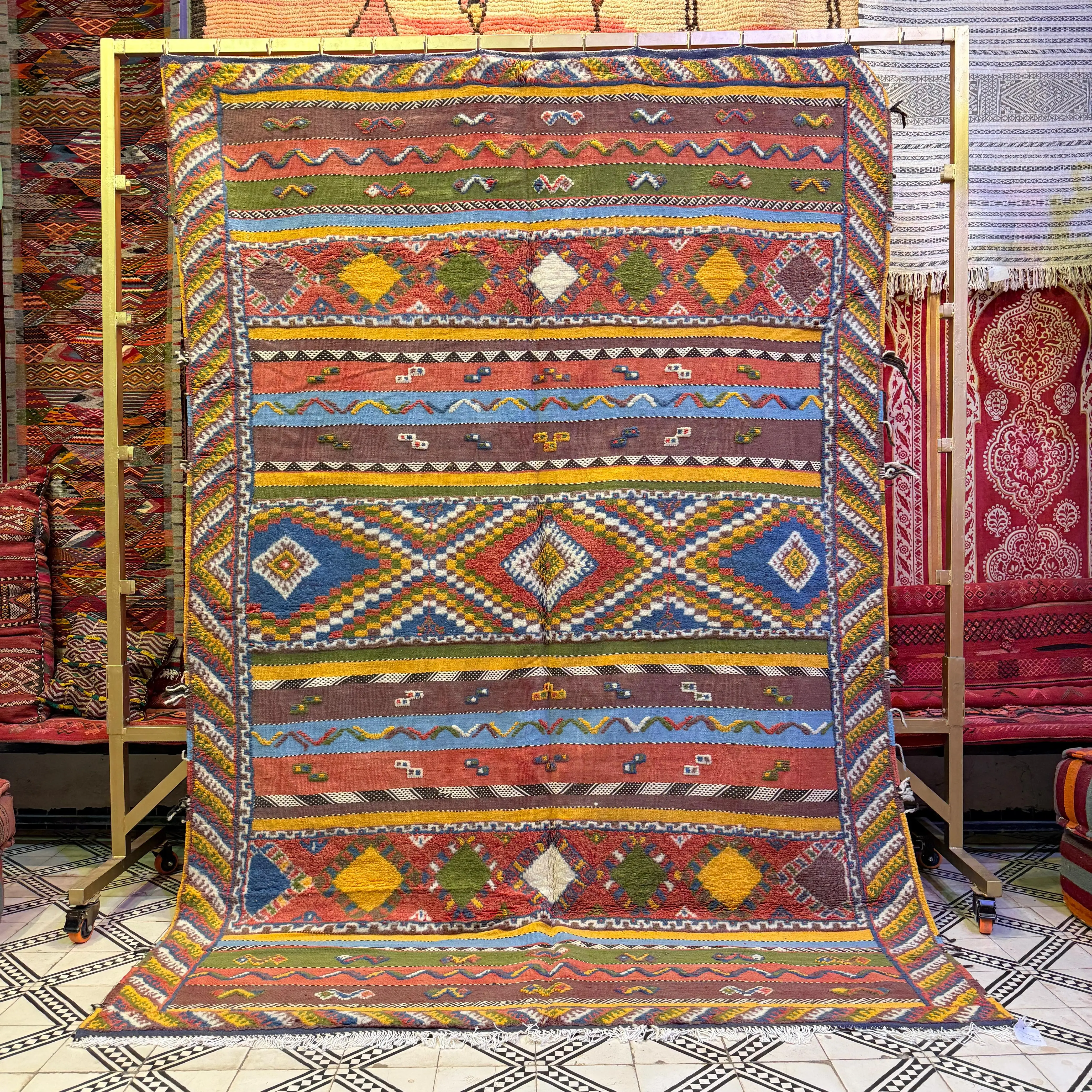 Handwoven Custom Moroccan Rug | Vibrant Berber Carpet with Unique Weaving, Knotting & Embroidery