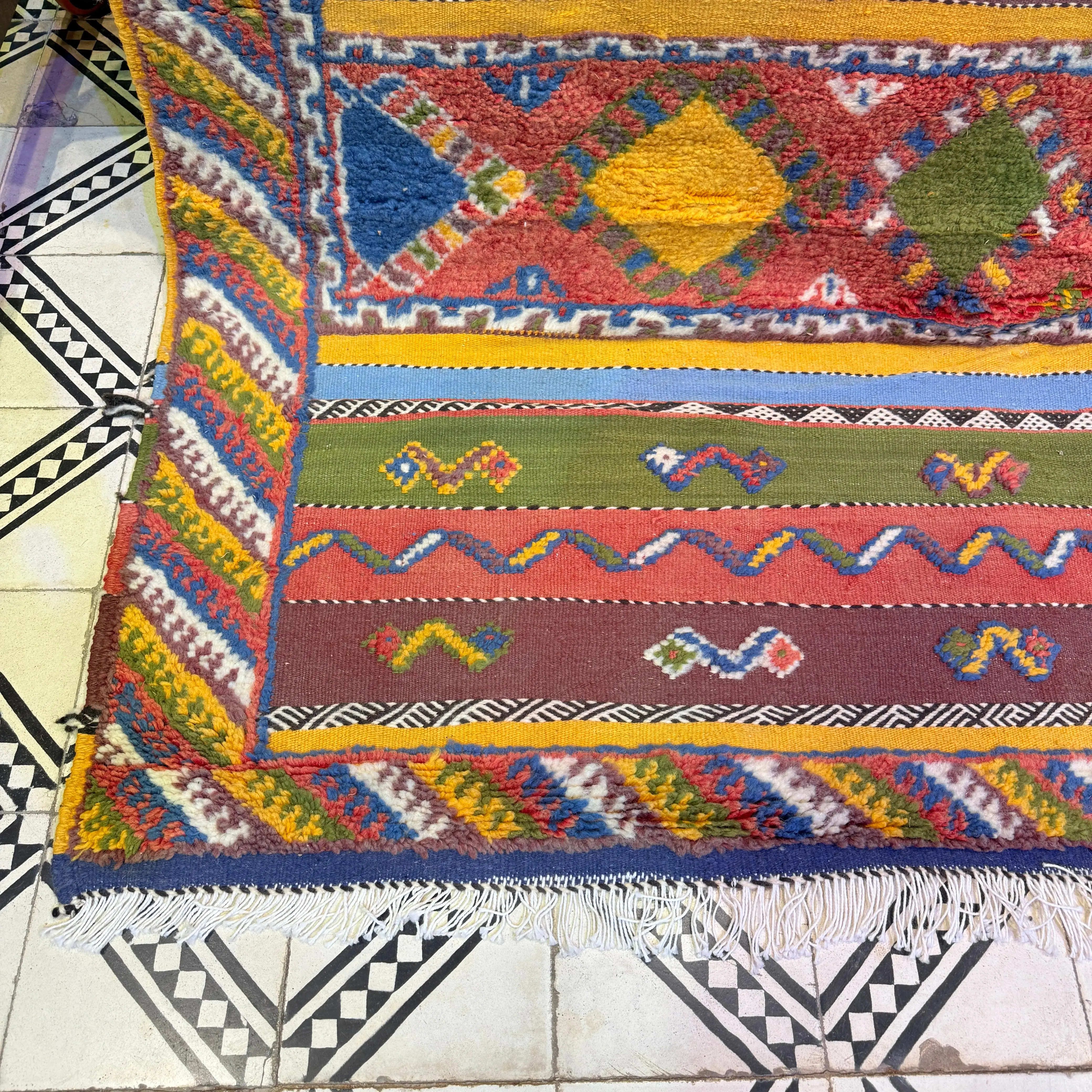Handwoven Custom Moroccan Rug | Vibrant Berber Carpet with Unique Weaving, Knotting & Embroidery