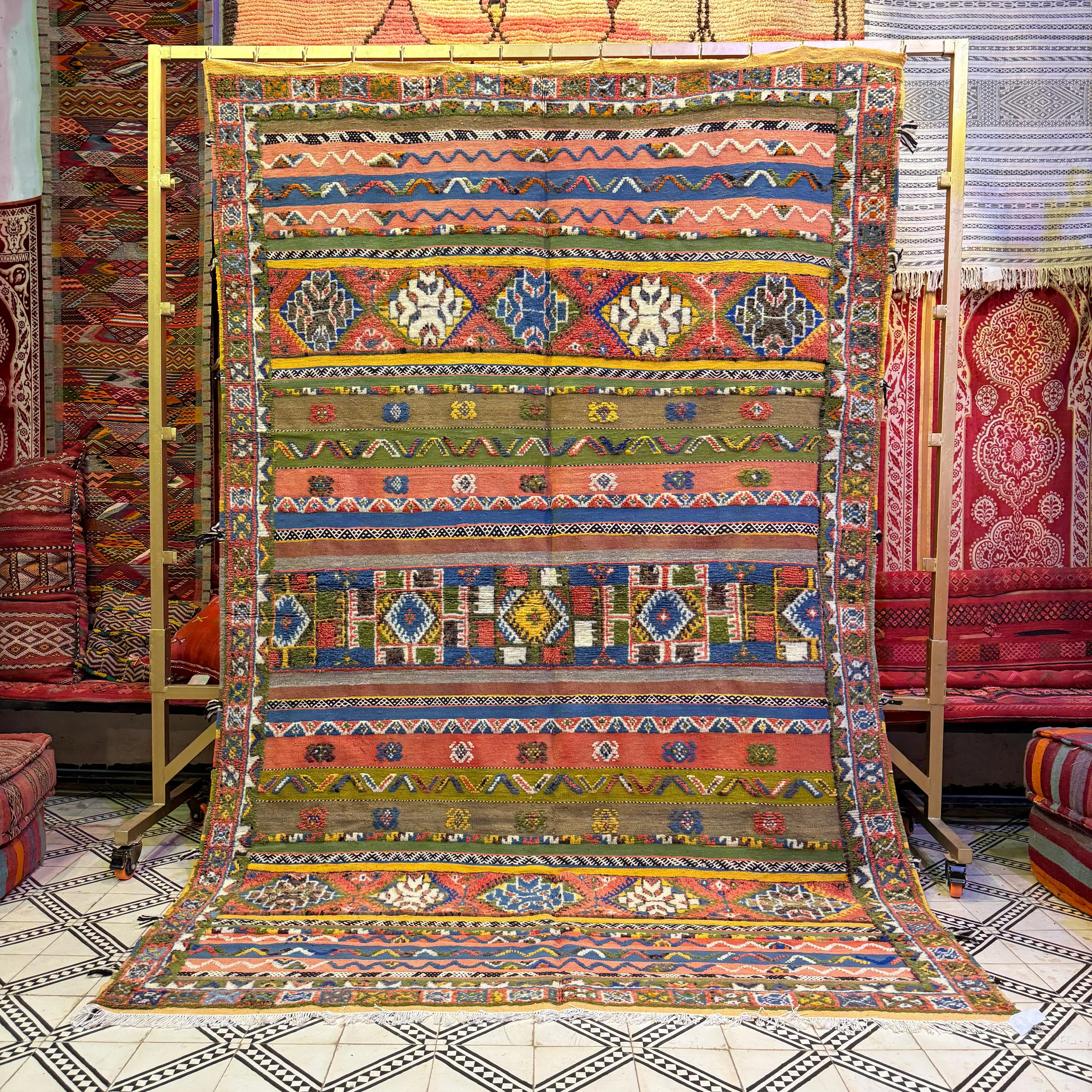 Custom Handwoven Berber Carpet | Moroccan Wool Rug with Vibrant Embroidery & Unique Patterns