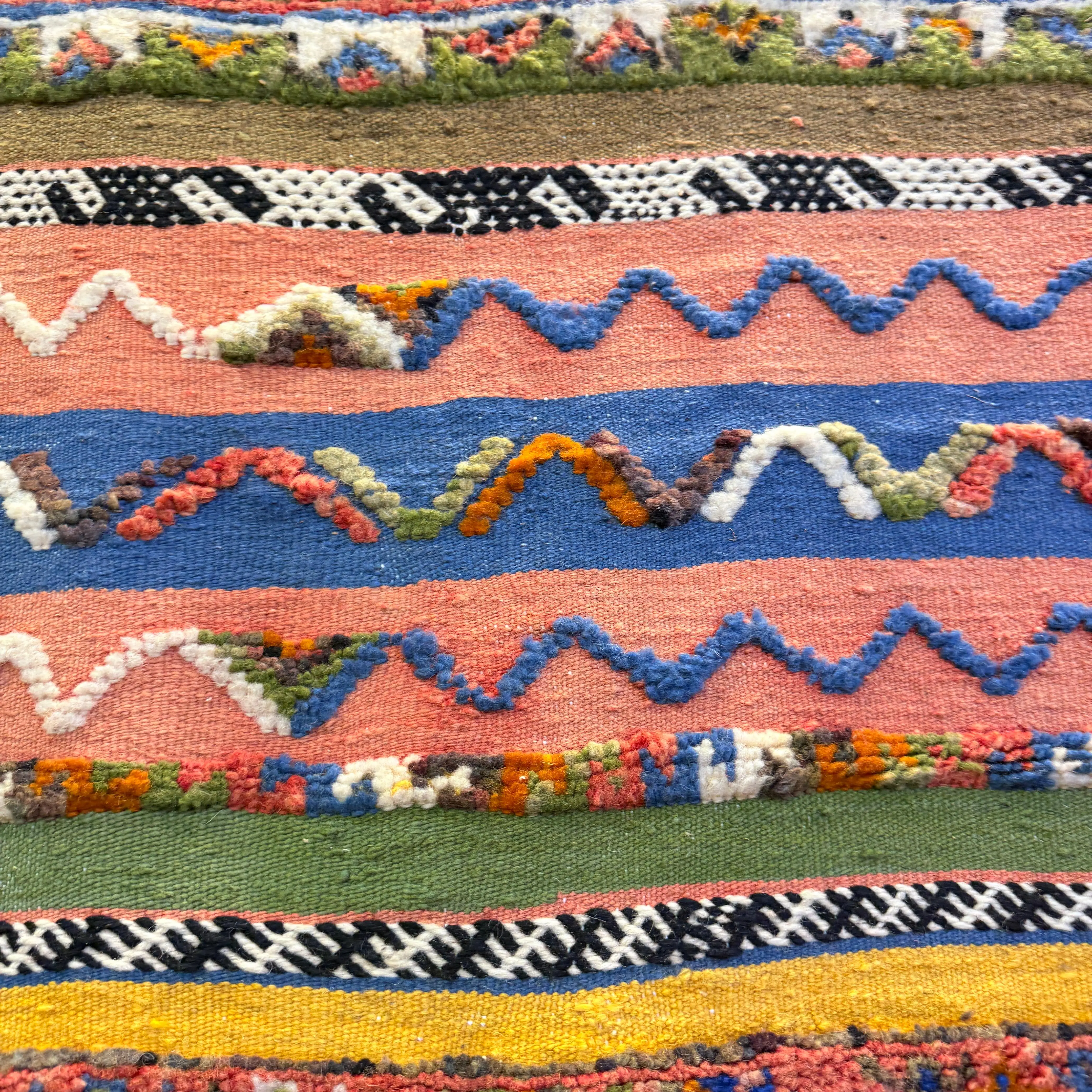 Custom Handwoven Berber Carpet | Moroccan Wool Rug with Vibrant Embroidery & Unique Patterns