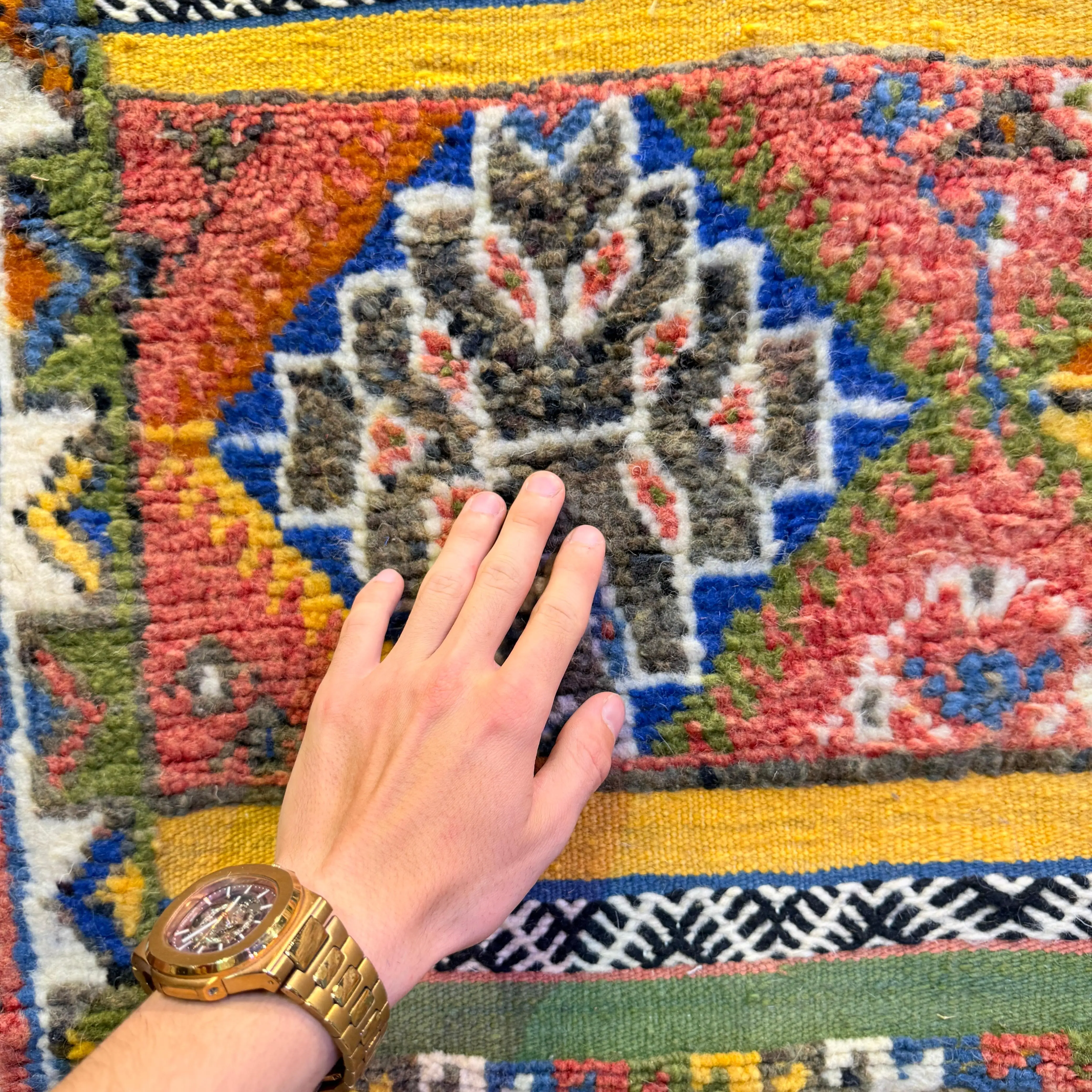 Custom Handwoven Berber Carpet | Moroccan Wool Rug with Vibrant Embroidery & Unique Patterns