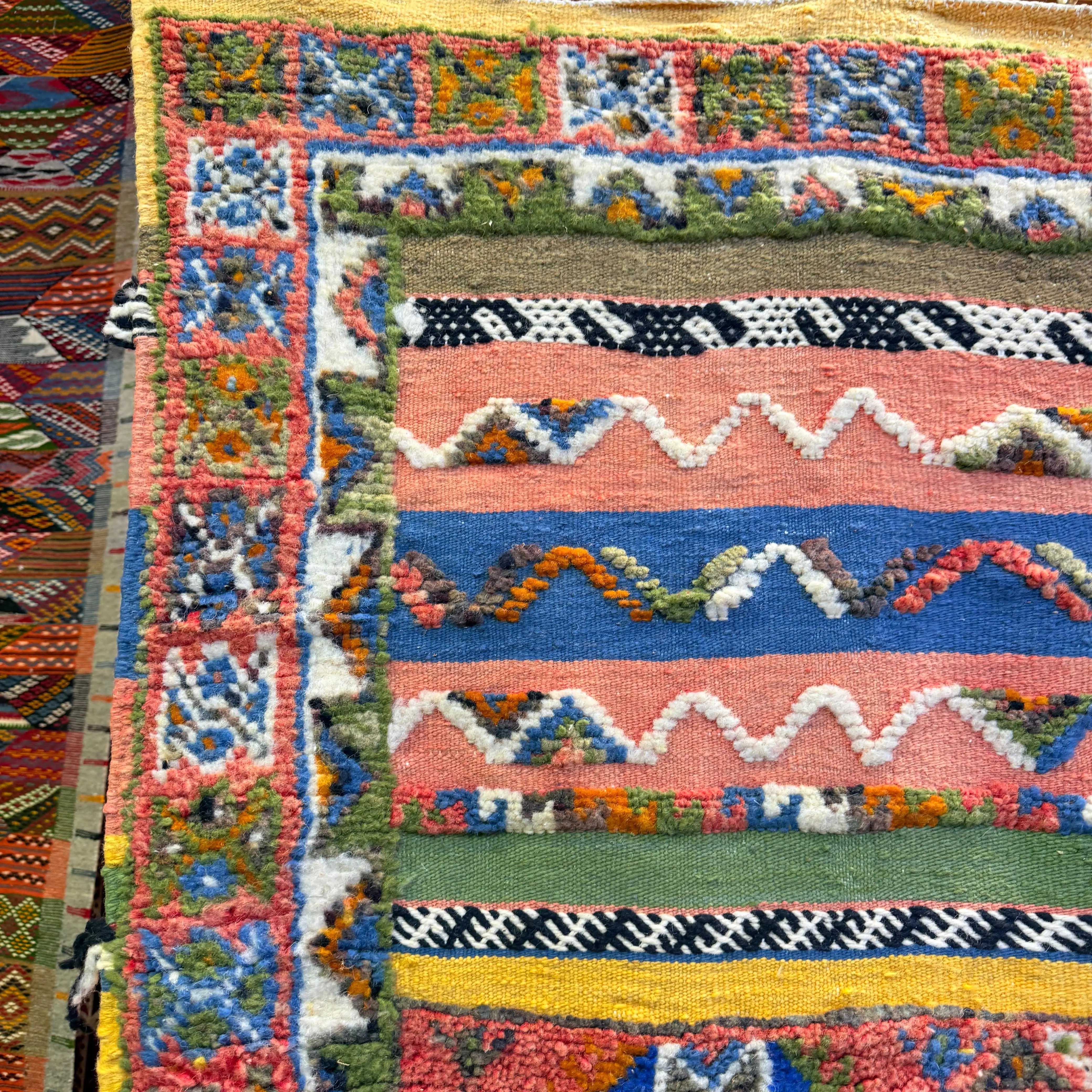 Custom Handwoven Berber Carpet | Moroccan Wool Rug with Vibrant Embroidery & Unique Patterns