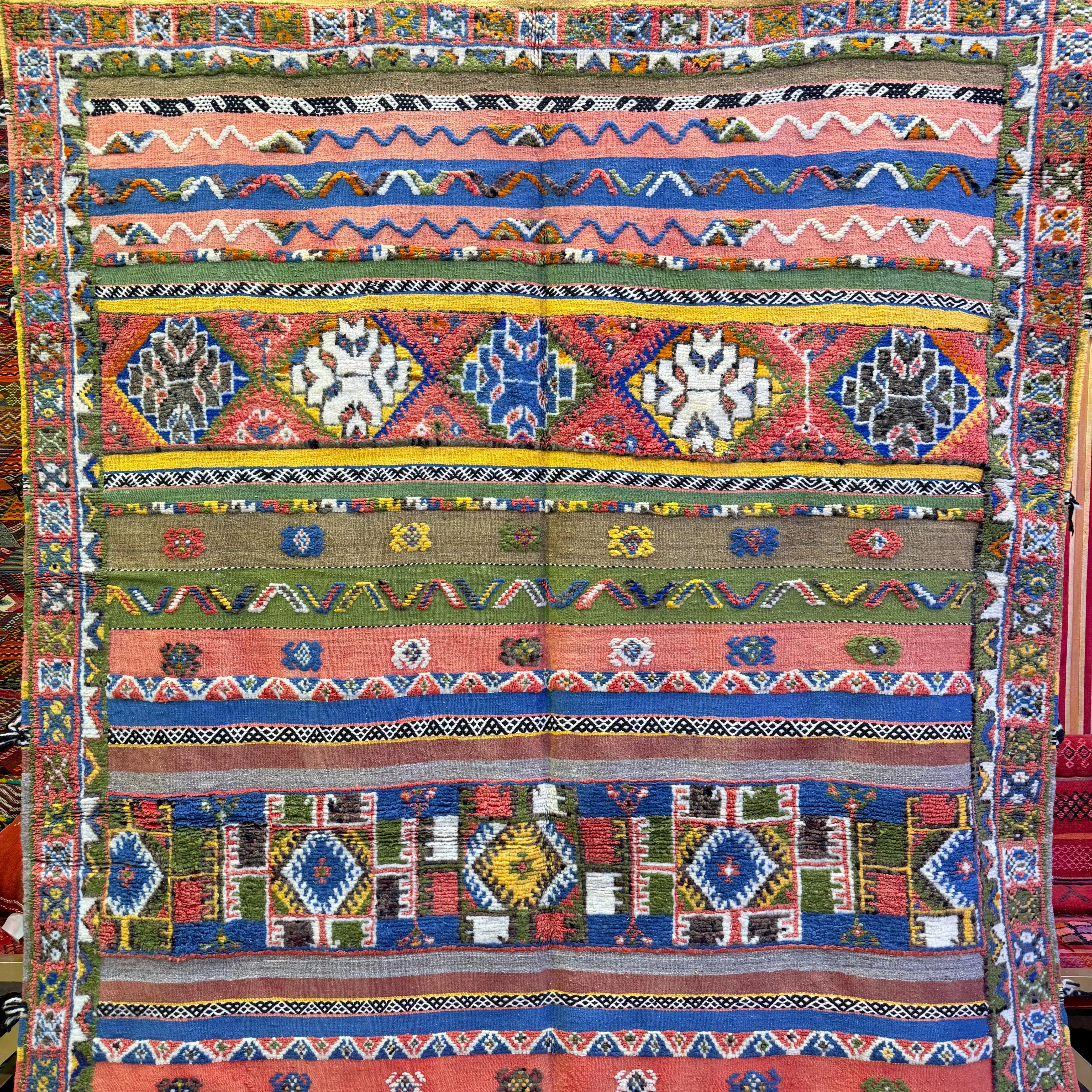 Custom Handwoven Berber Carpet | Moroccan Wool Rug with Vibrant Embroidery & Unique Patterns