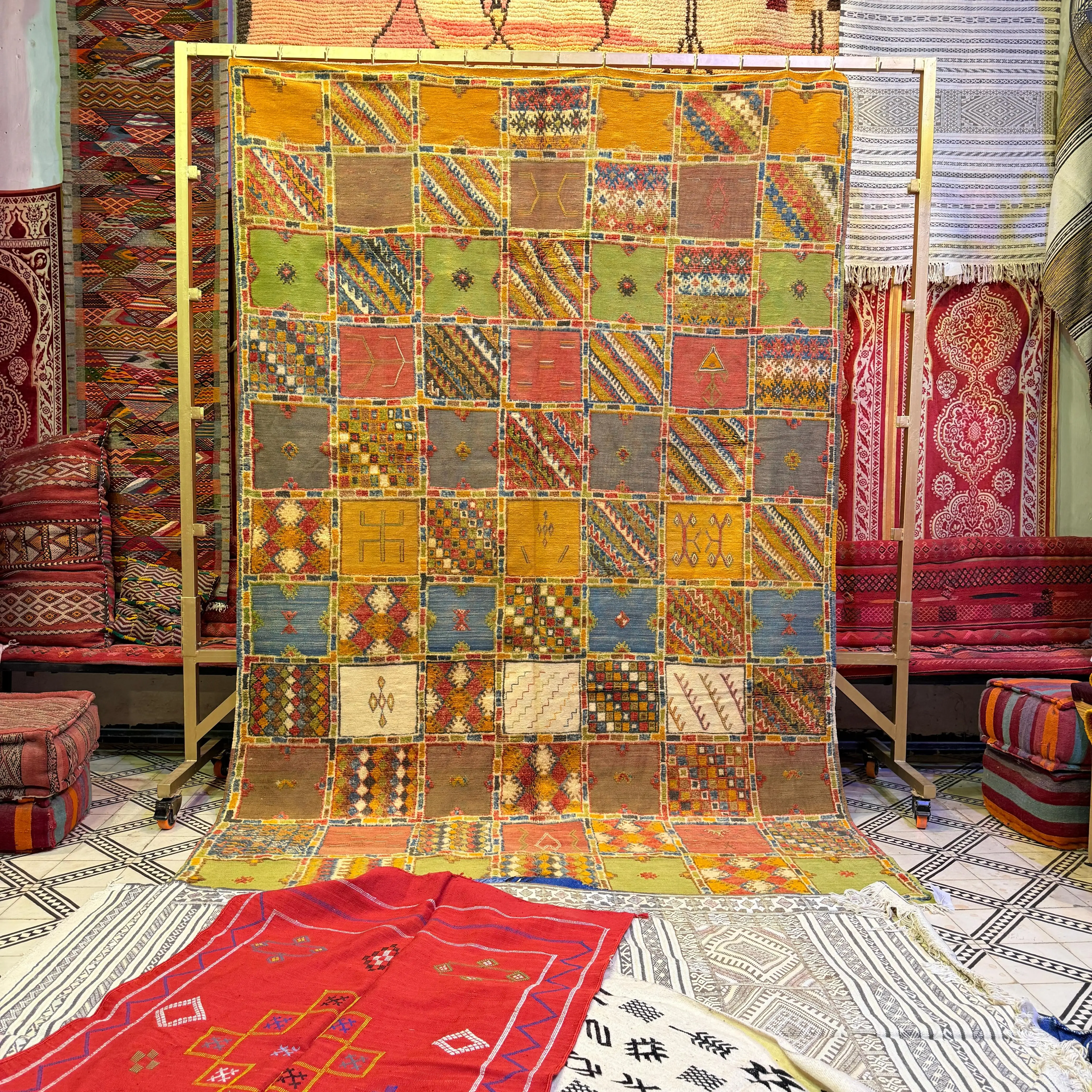 Handmade Moroccan Berber Carpet | Vibrant Wool Area Rug with Unique Weaving & Embroidery