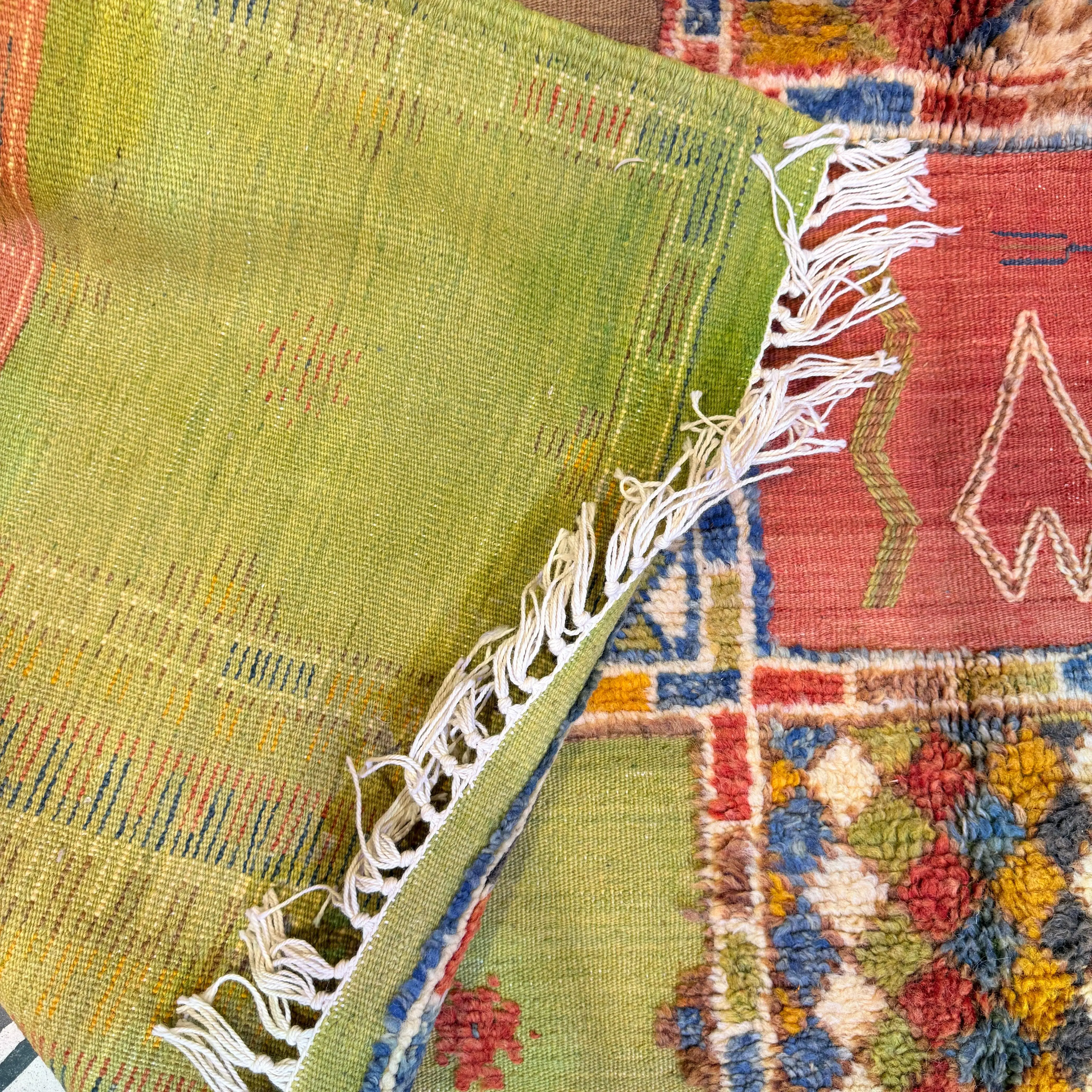 Handmade Moroccan Berber Carpet | Vibrant Wool Area Rug with Unique Weaving & Embroidery