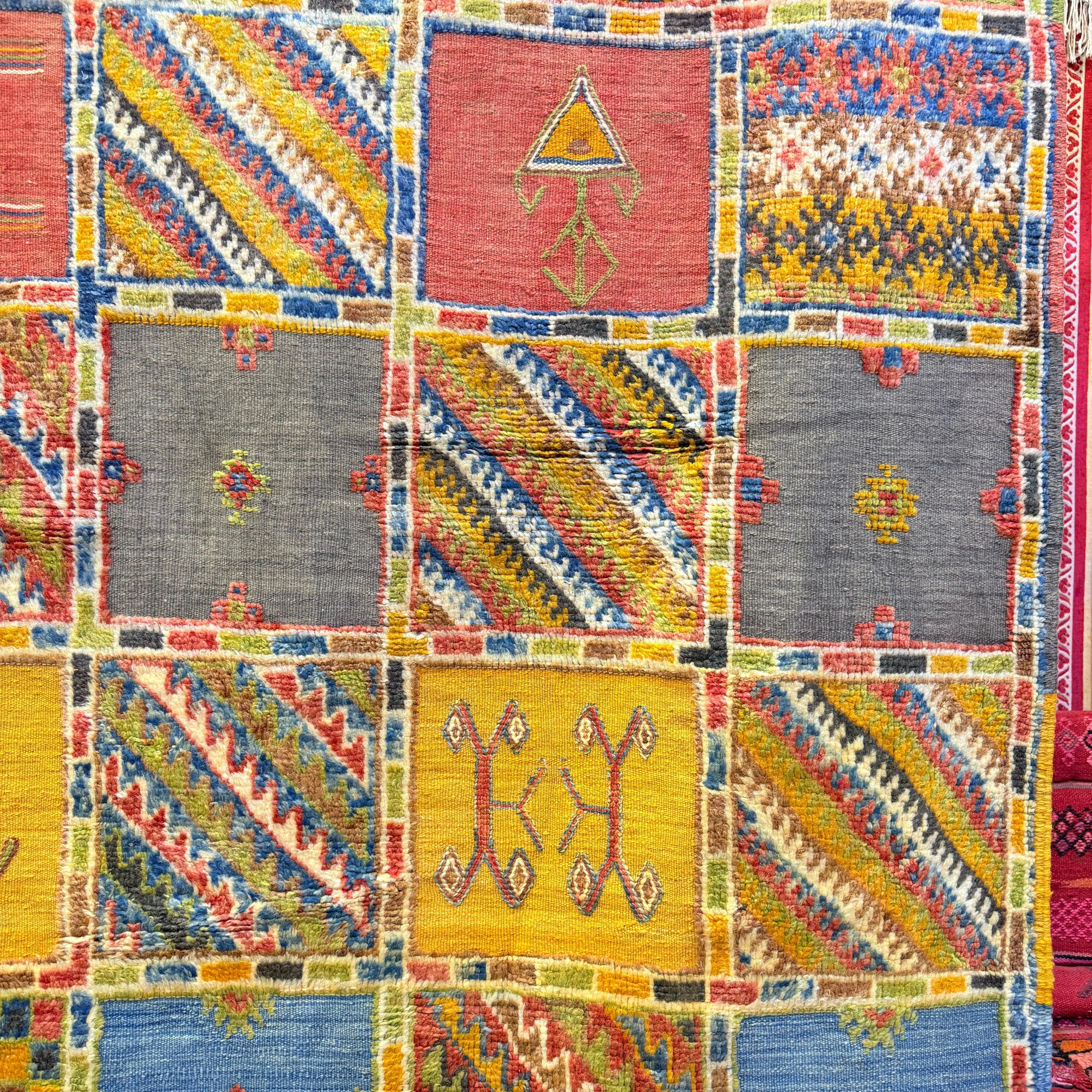 Handmade Moroccan Berber Carpet | Vibrant Wool Area Rug with Unique Weaving & Embroidery