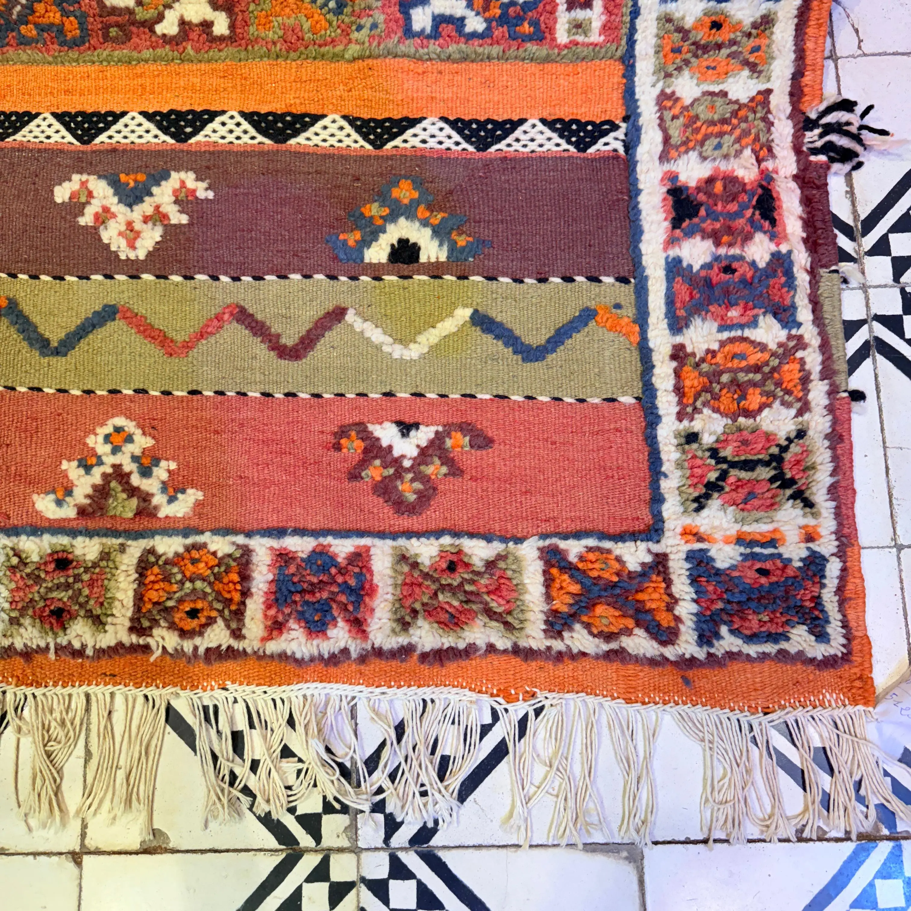 "Handmade Moroccan Berber Rug | Unique Custom Wool Carpet with Vibrant Embroidery & Traditional Patterns