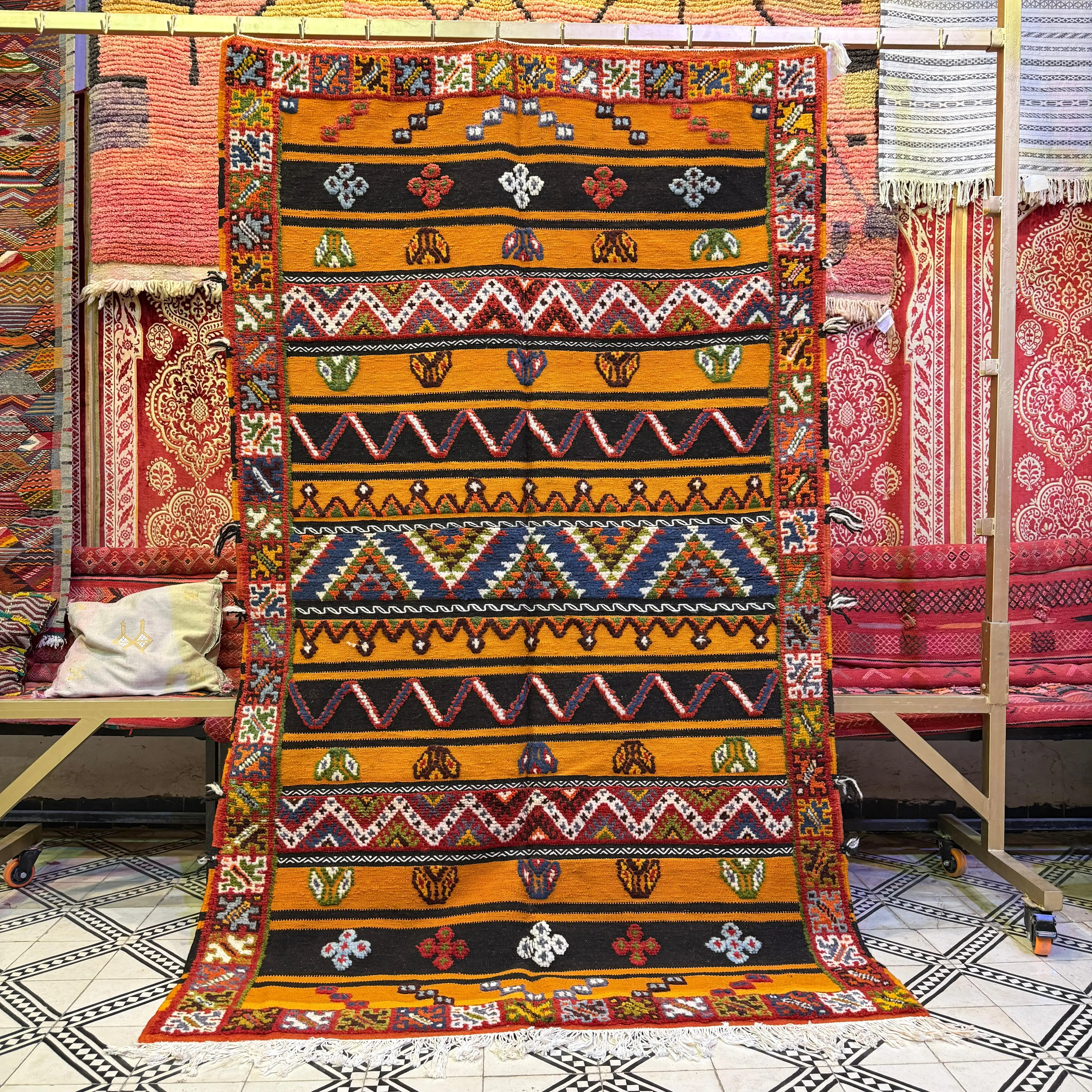 Handmade Moroccan Berber Rug | Unique Custom Wool Carpet with Vibrant Embroidery & Traditional Patterns