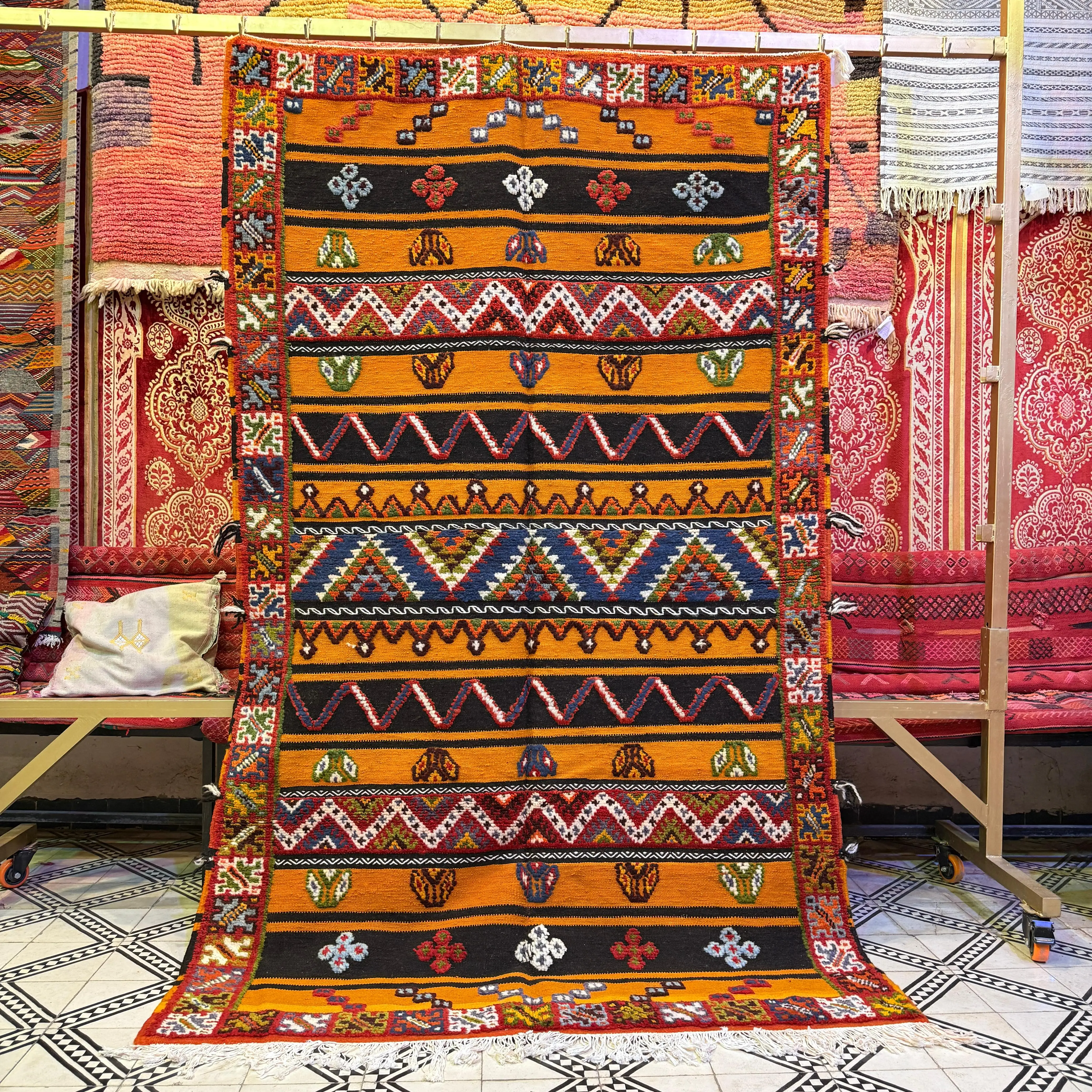 Handmade Moroccan Berber Rug | Unique Custom Wool Carpet with Vibrant Embroidery & Traditional Patterns