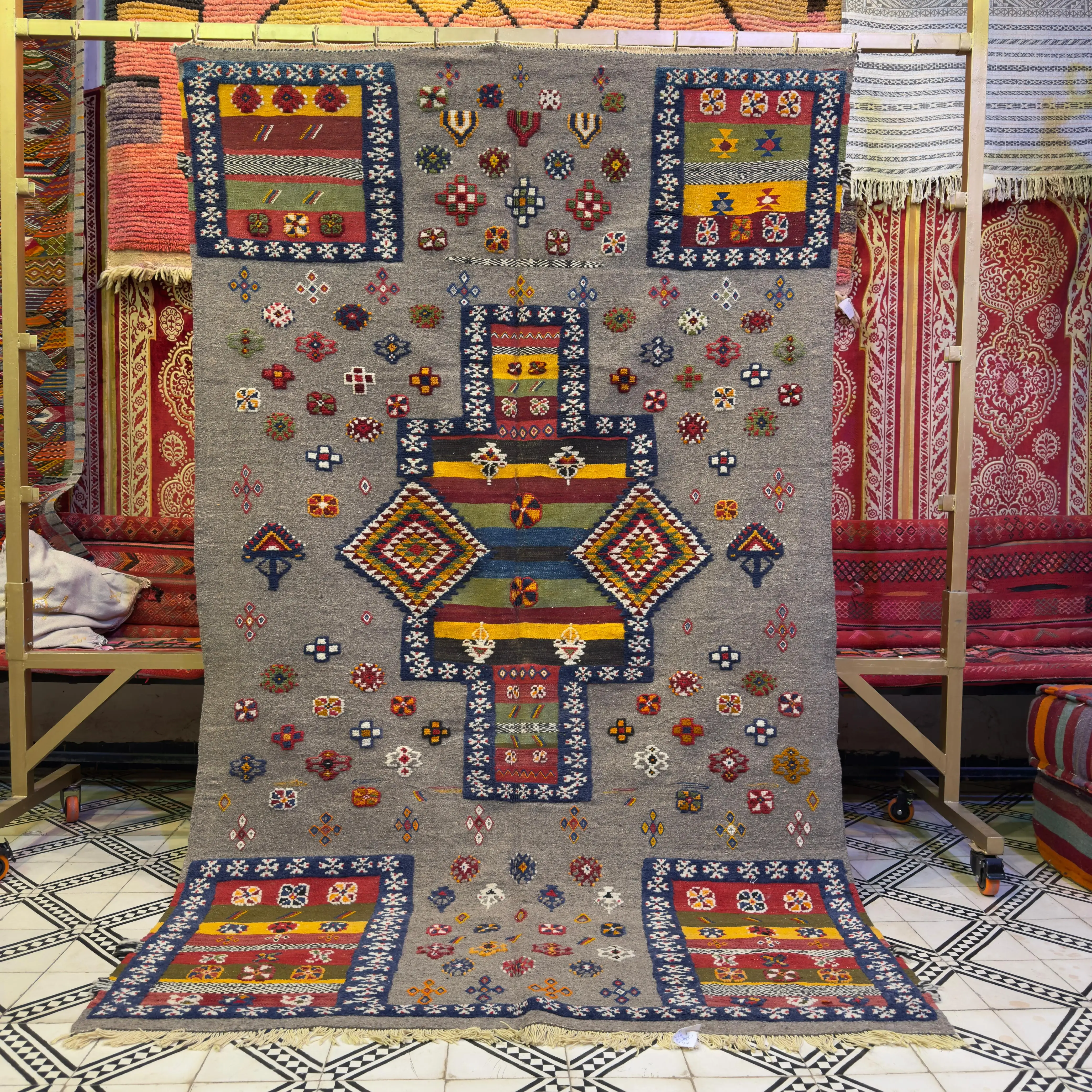 Custom Handmade Moroccan Rug | Unique Colorful Carpet | 3 Techniques – Weaving, Knotting & Embroidery