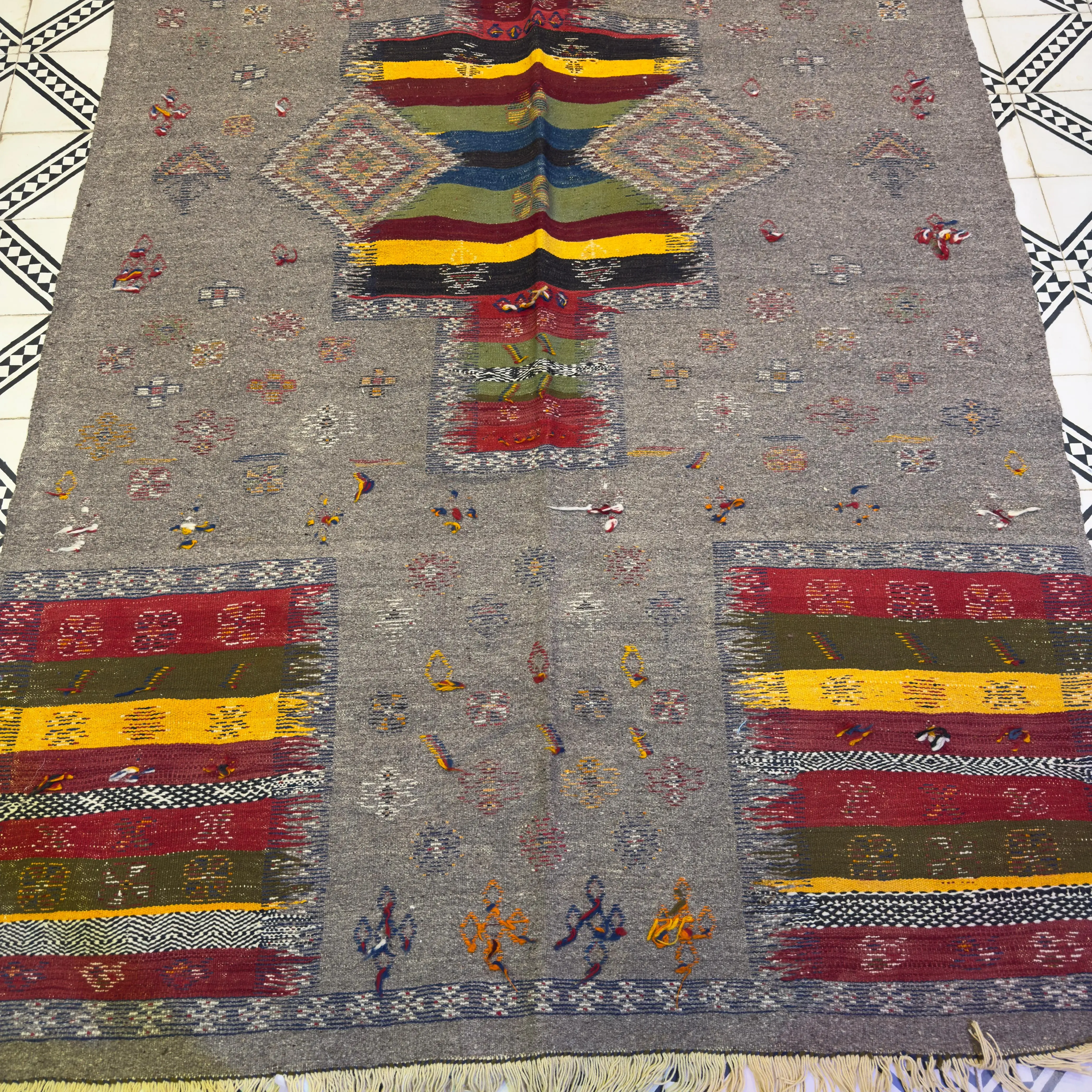 Custom Handmade Moroccan Rug | Unique Colorful Carpet | 3 Techniques – Weaving, Knotting & Embroidery