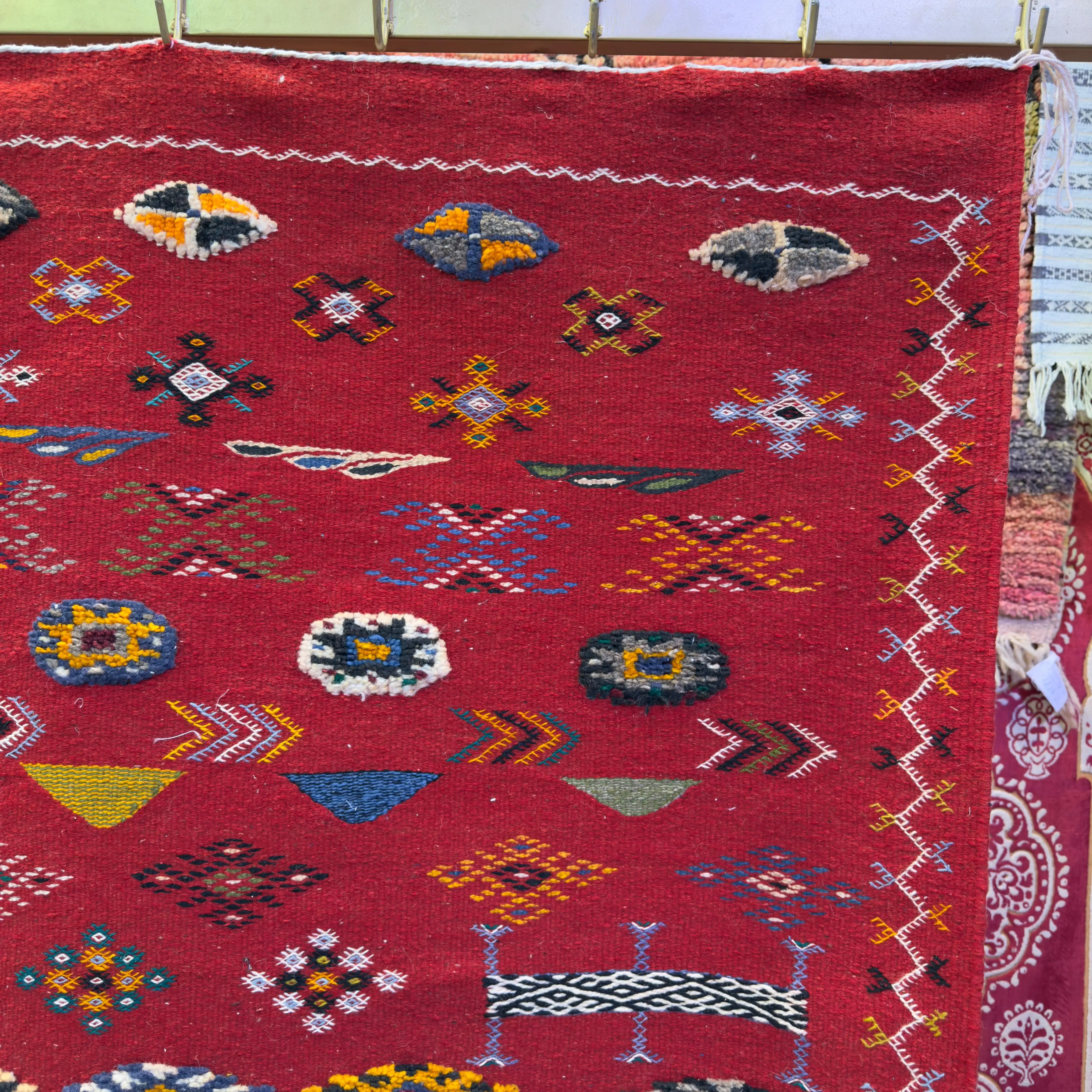 3-Technique Moroccan Rug | Handwoven Berber Carpet | Authentic Embroidered Moroccan Rug