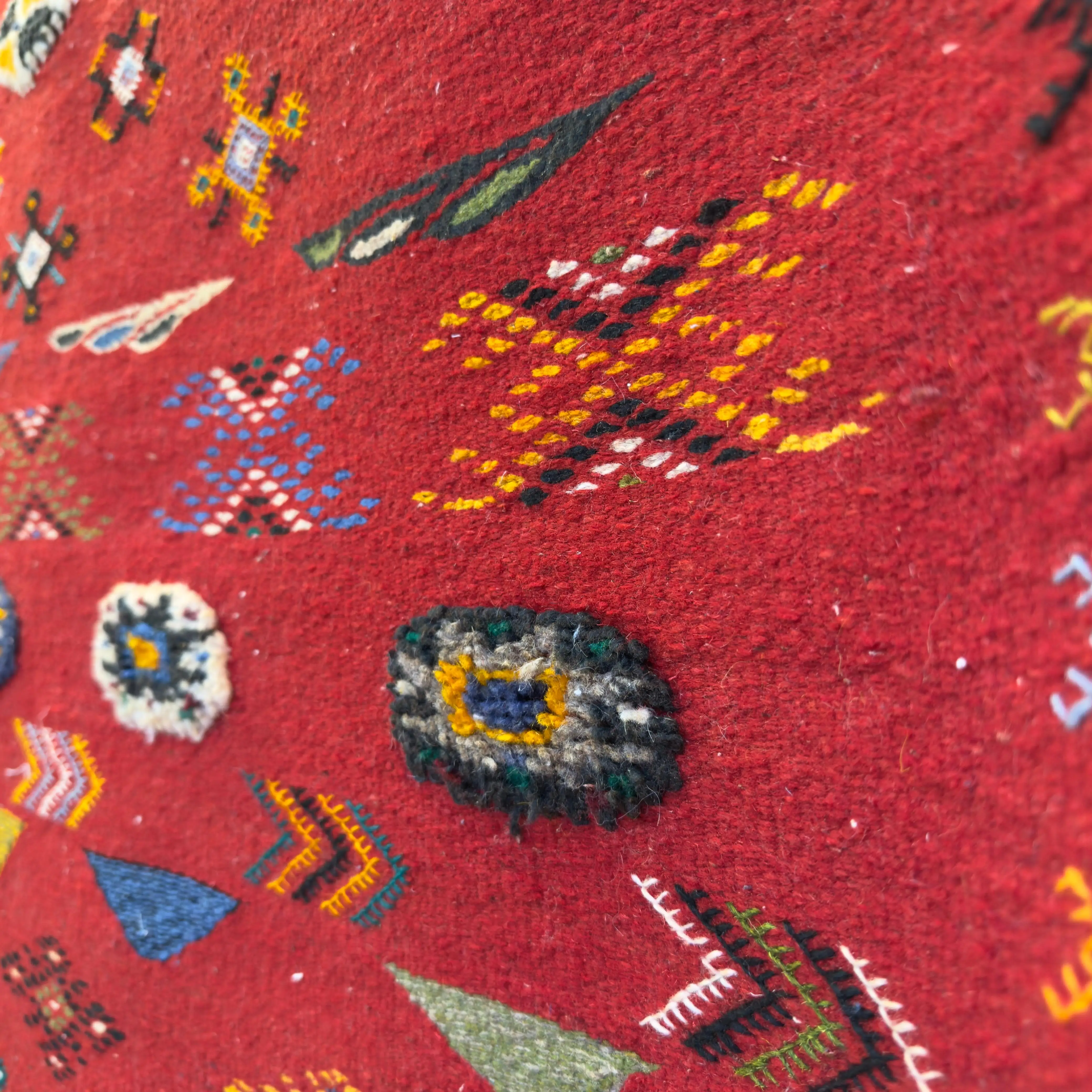 3-Technique Moroccan Rug | Handwoven Berber Carpet | Authentic Embroidered Moroccan Rug