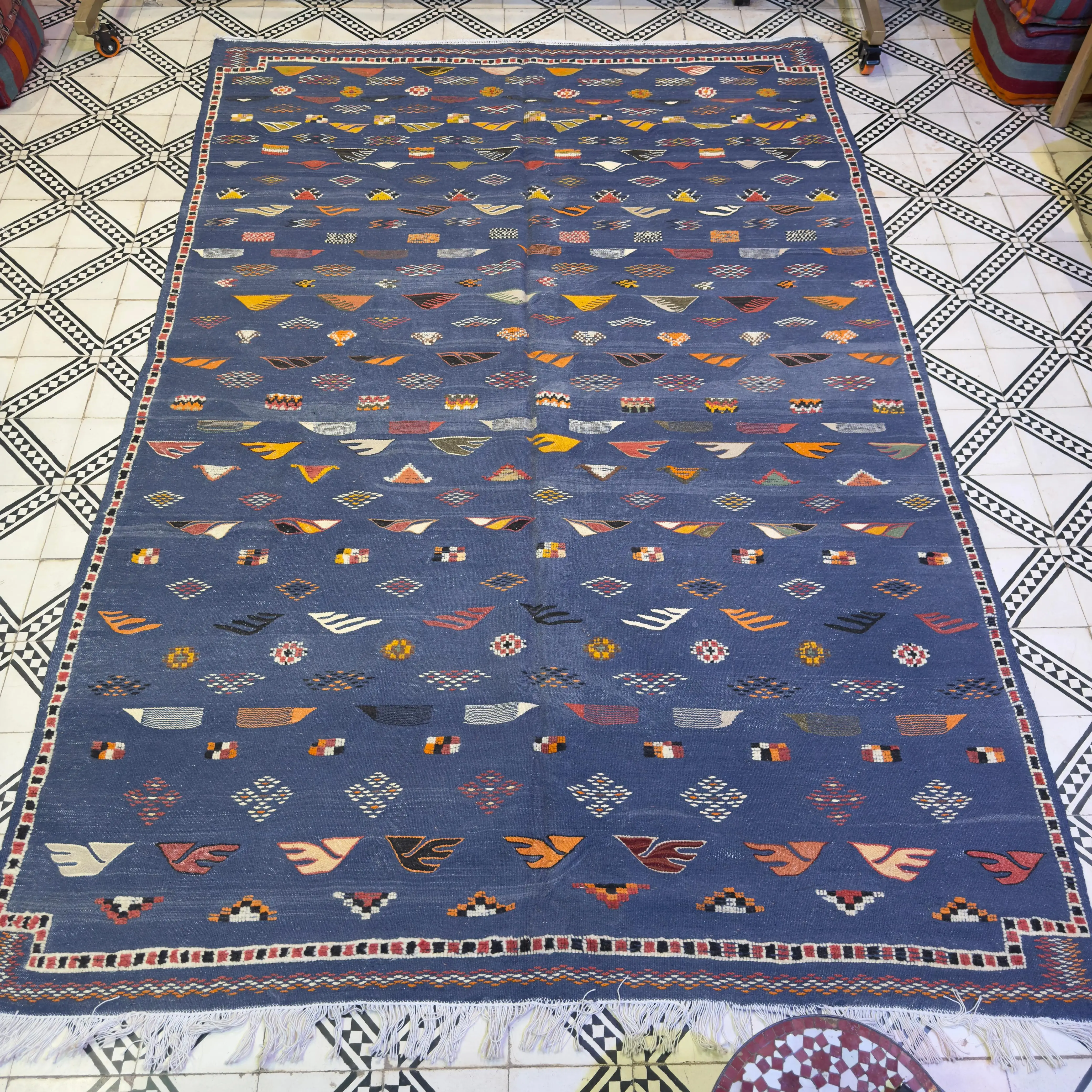 Authentic Moroccan Akhnif Tribal Rug | Handmade Wool Berber Carpet | Mixed Weaving Techniques for a Unique Design