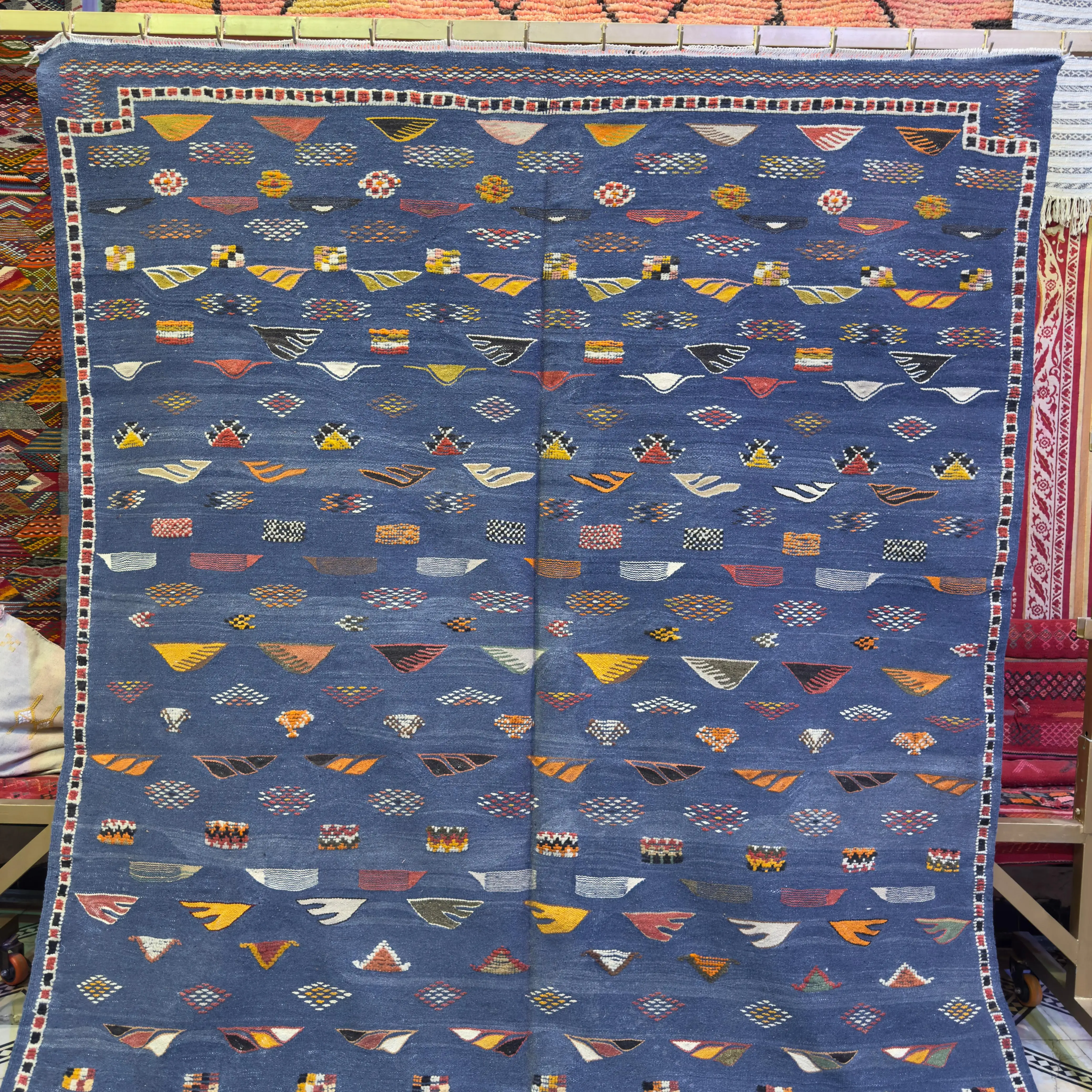 Authentic Moroccan Akhnif Tribal Rug | Handmade Wool Berber Carpet | Mixed Weaving Techniques for a Unique Design