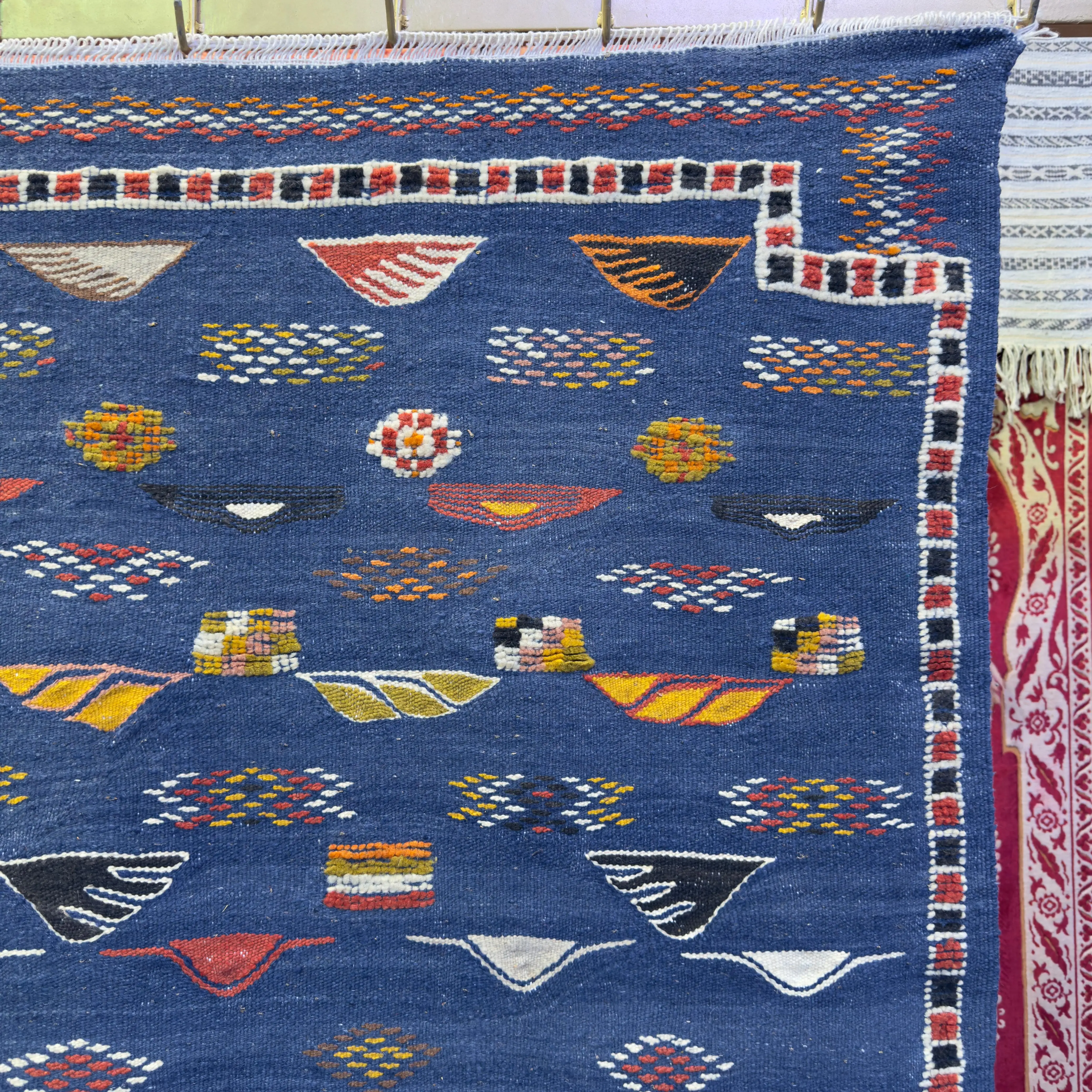 Authentic Moroccan Akhnif Tribal Rug | Handmade Wool Berber Carpet | Mixed Weaving Techniques for a Unique Design