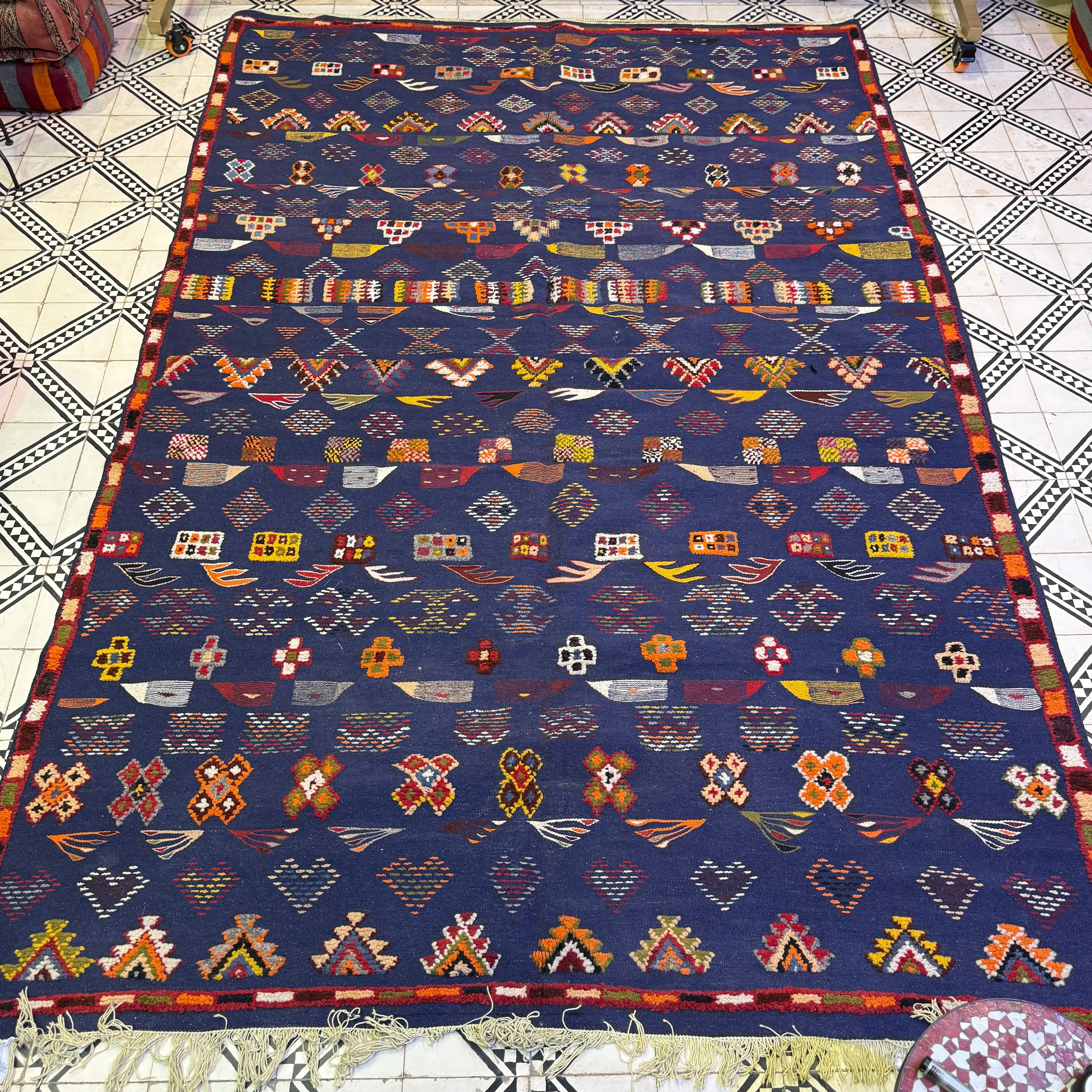Large Berber Rug | Moroccan Akhnif Carpet | Handwoven Wool & Geometric Design