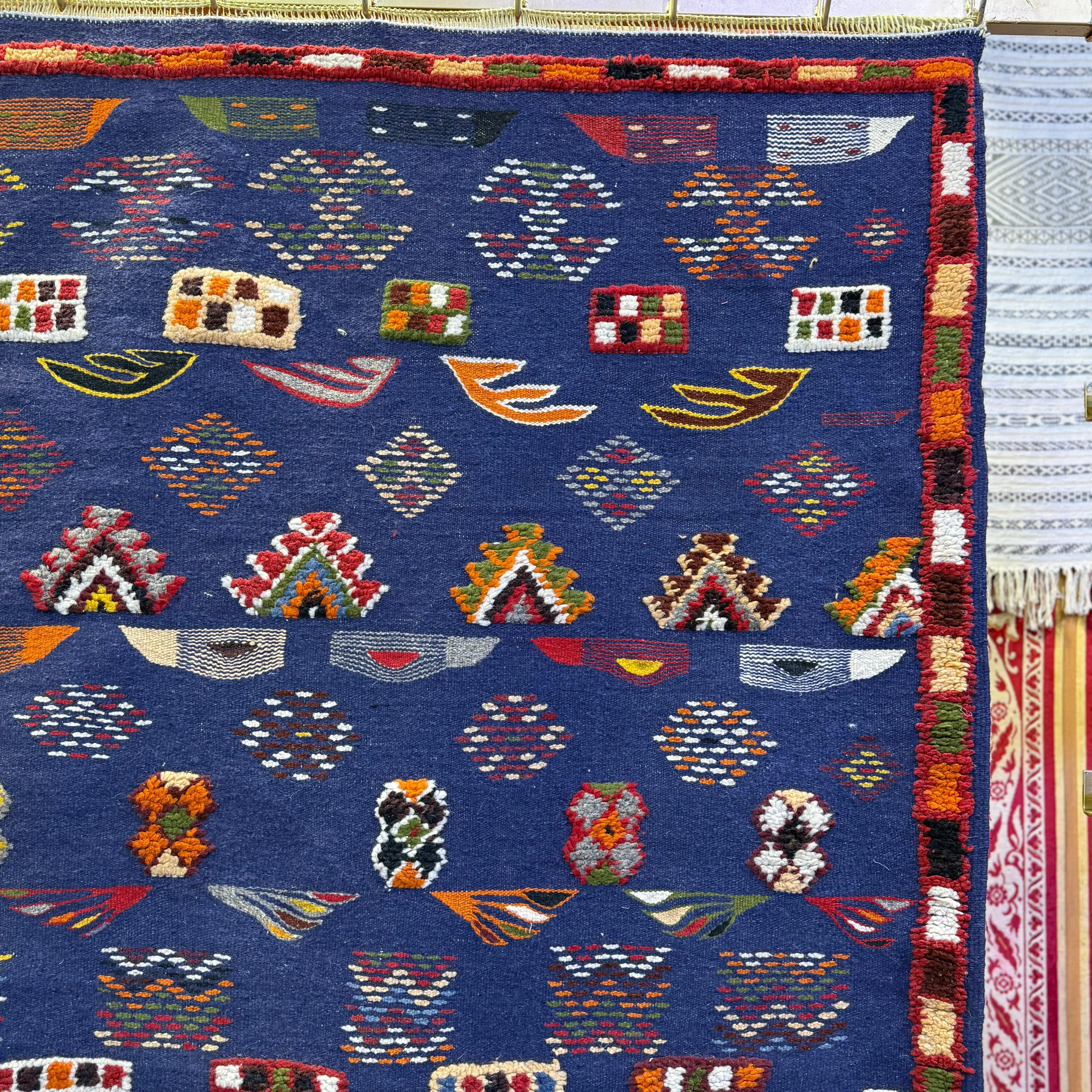Large Berber Rug | Moroccan Akhnif Carpet | Handwoven Wool & Geometric Design