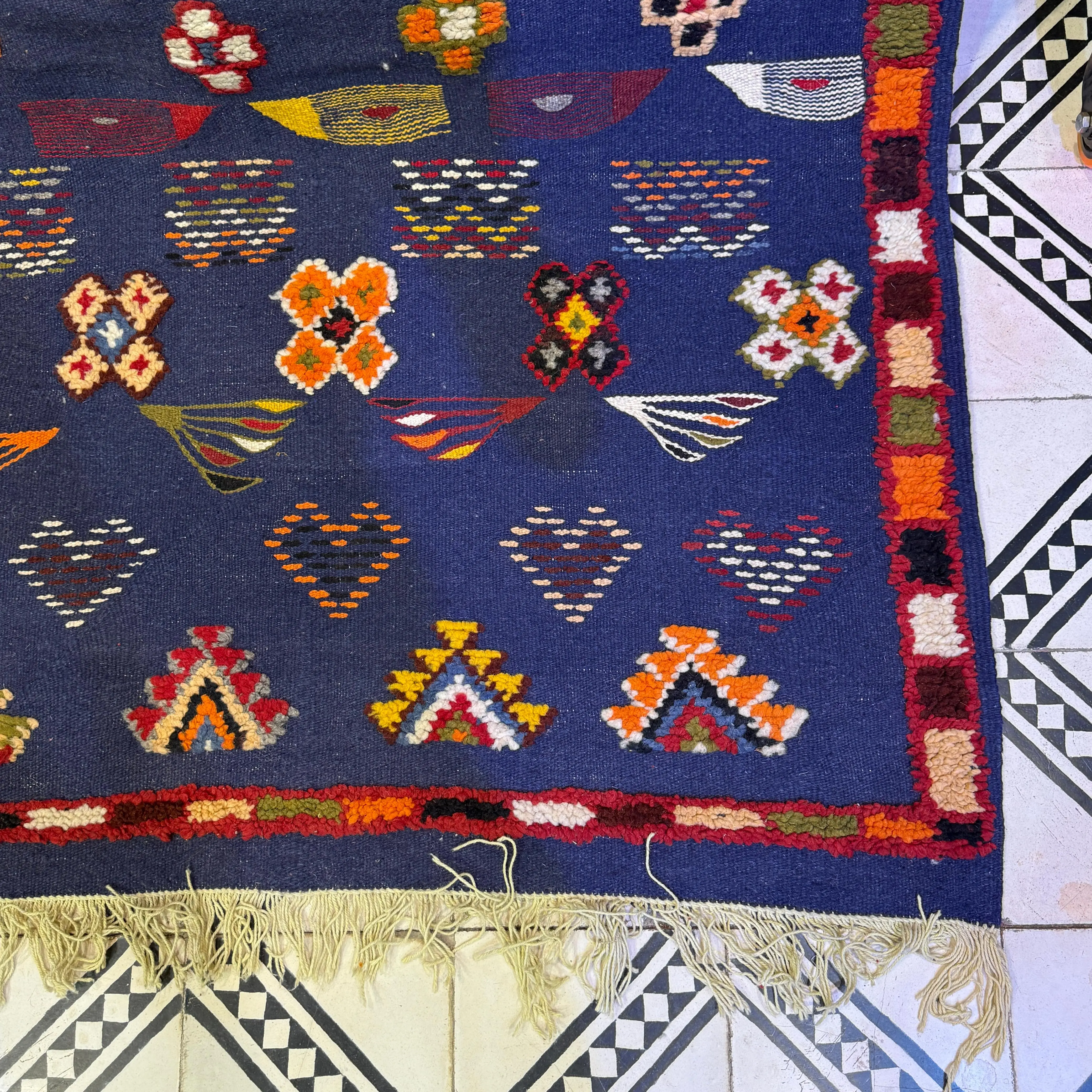 Large Berber Rug | Moroccan Akhnif Carpet | Handwoven Wool & Geometric Design