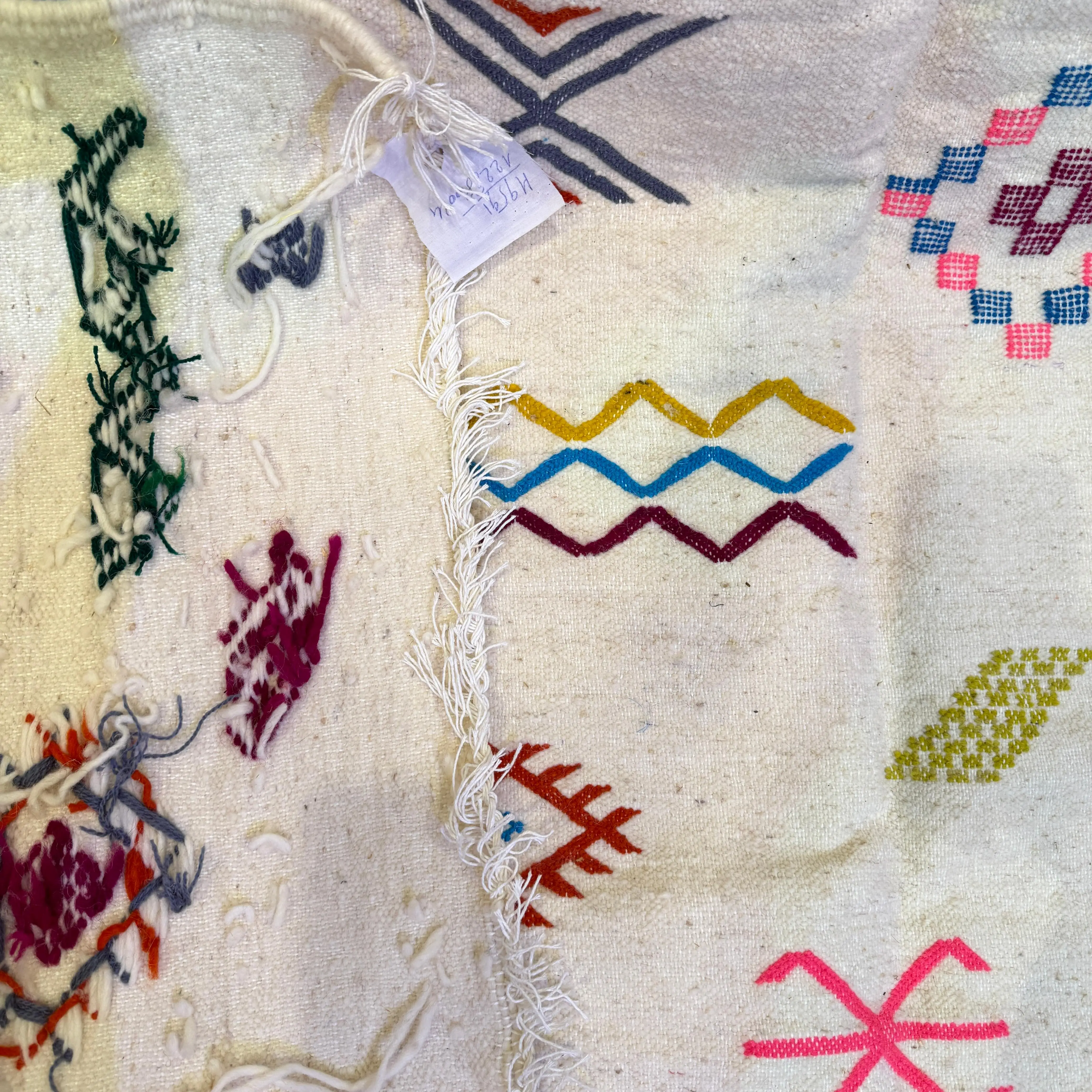 Artistic Moroccan Rug | White Boujaad Carpet | Amazing Multicolored Berber Rug | Fabulous & Colorful Boujaad Design