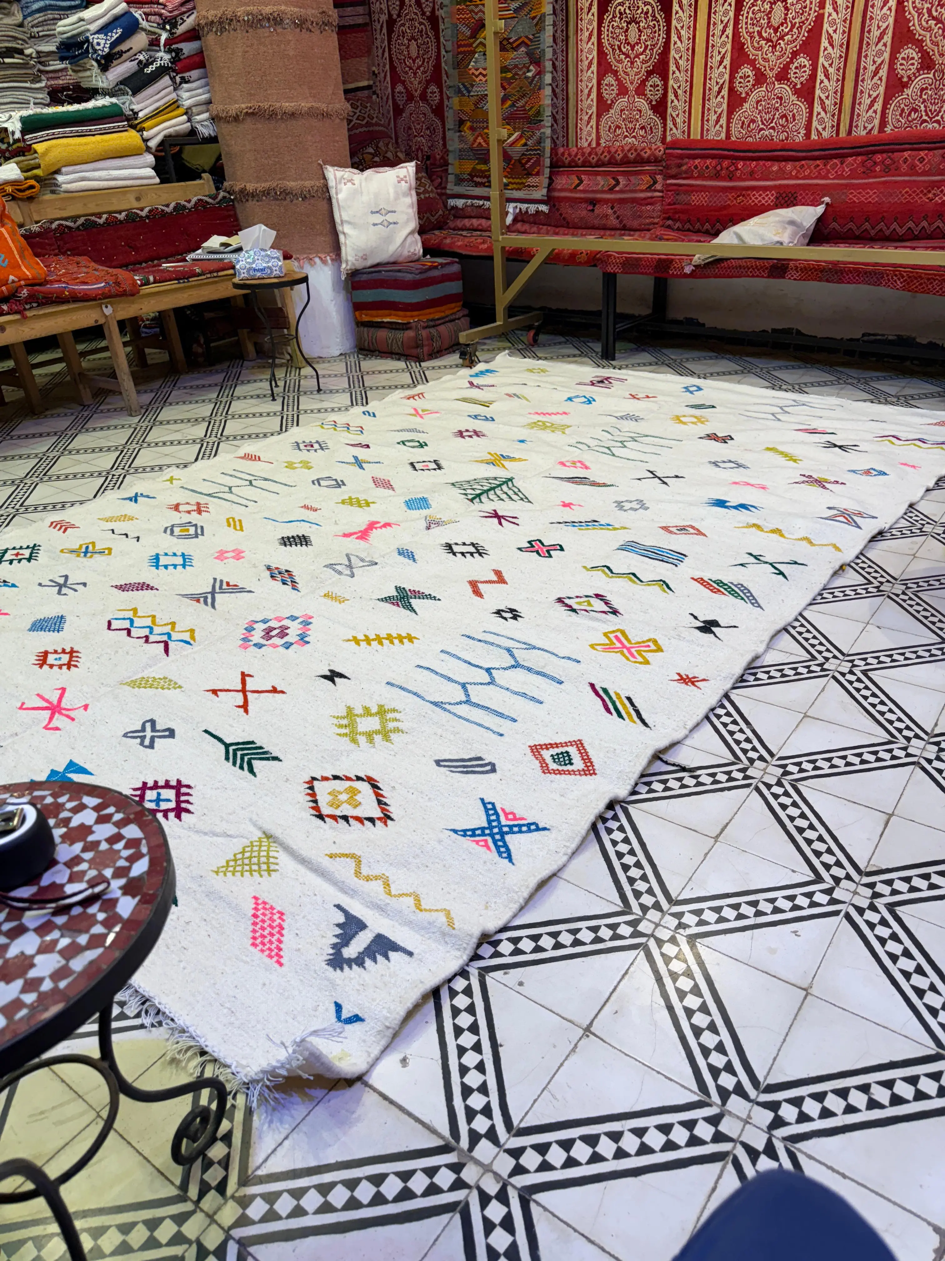 Artistic Moroccan Rug | White Boujaad Carpet | Amazing Multicolored Berber Rug | Fabulous & Colorful Boujaad Design