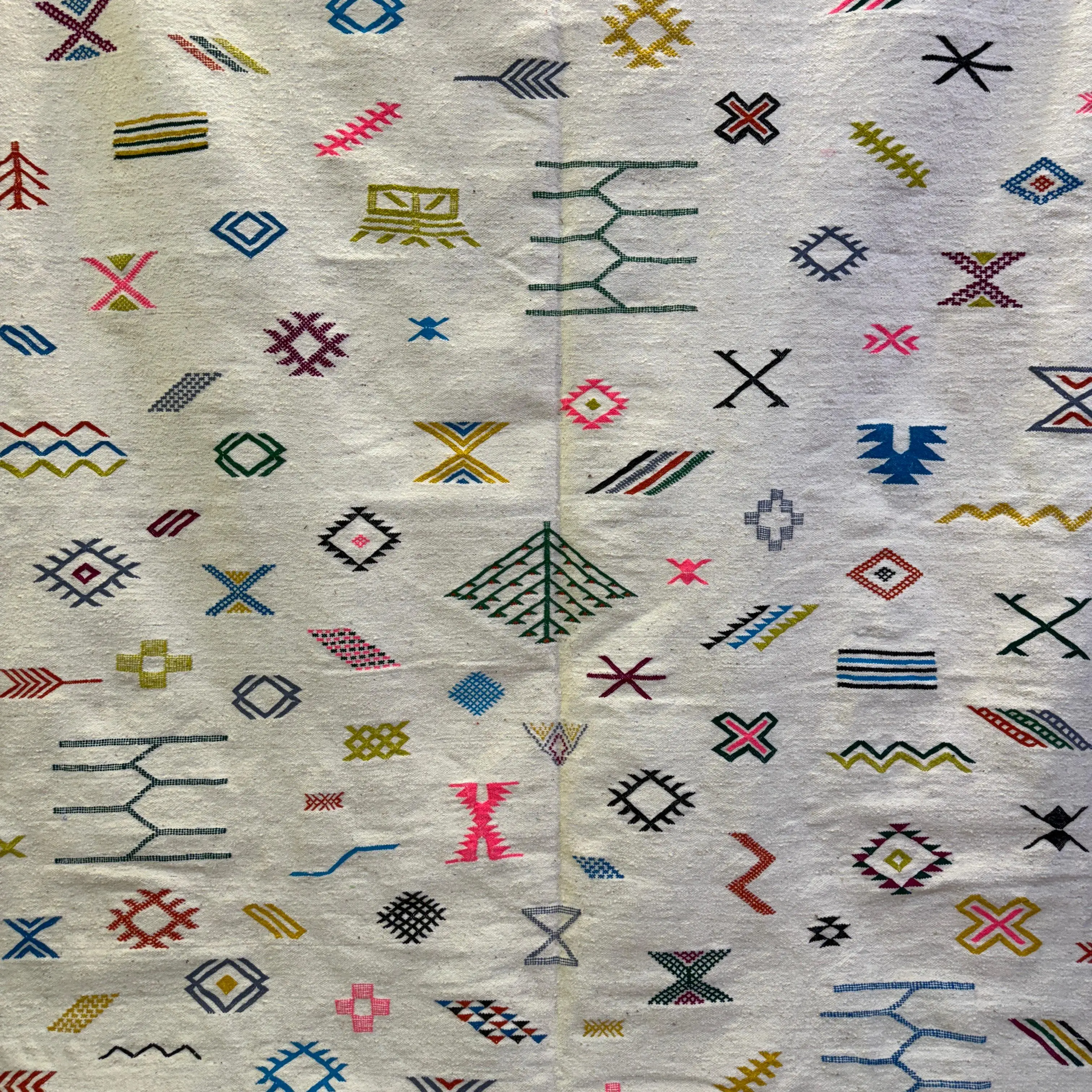 Artistic Moroccan Rug | White Boujaad Carpet | Amazing Multicolored Berber Rug | Fabulous & Colorful Boujaad Design