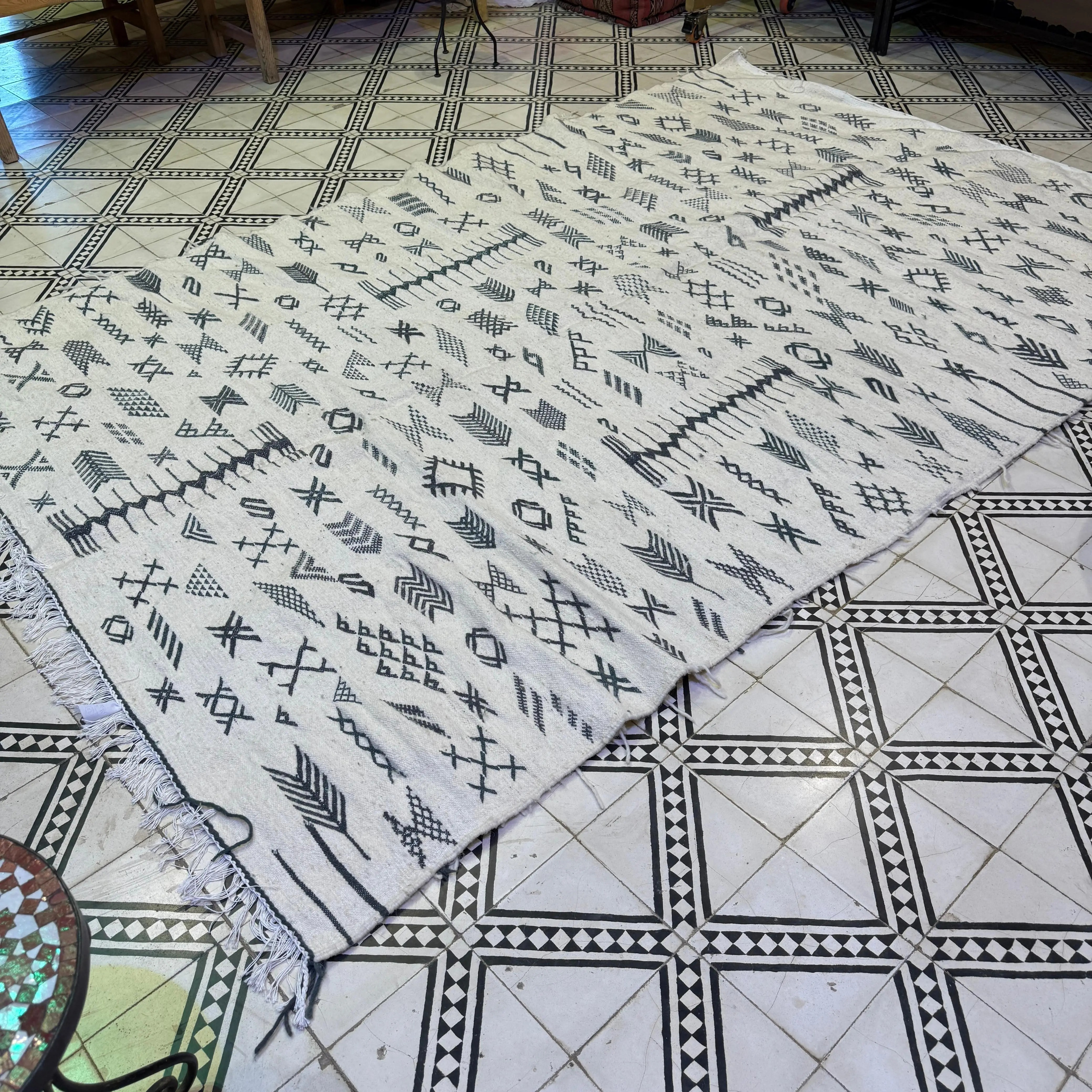 Artistic Moroccan Boujaad Rug | Handwoven White Berber Carpet | Vibrant Multicolored Design