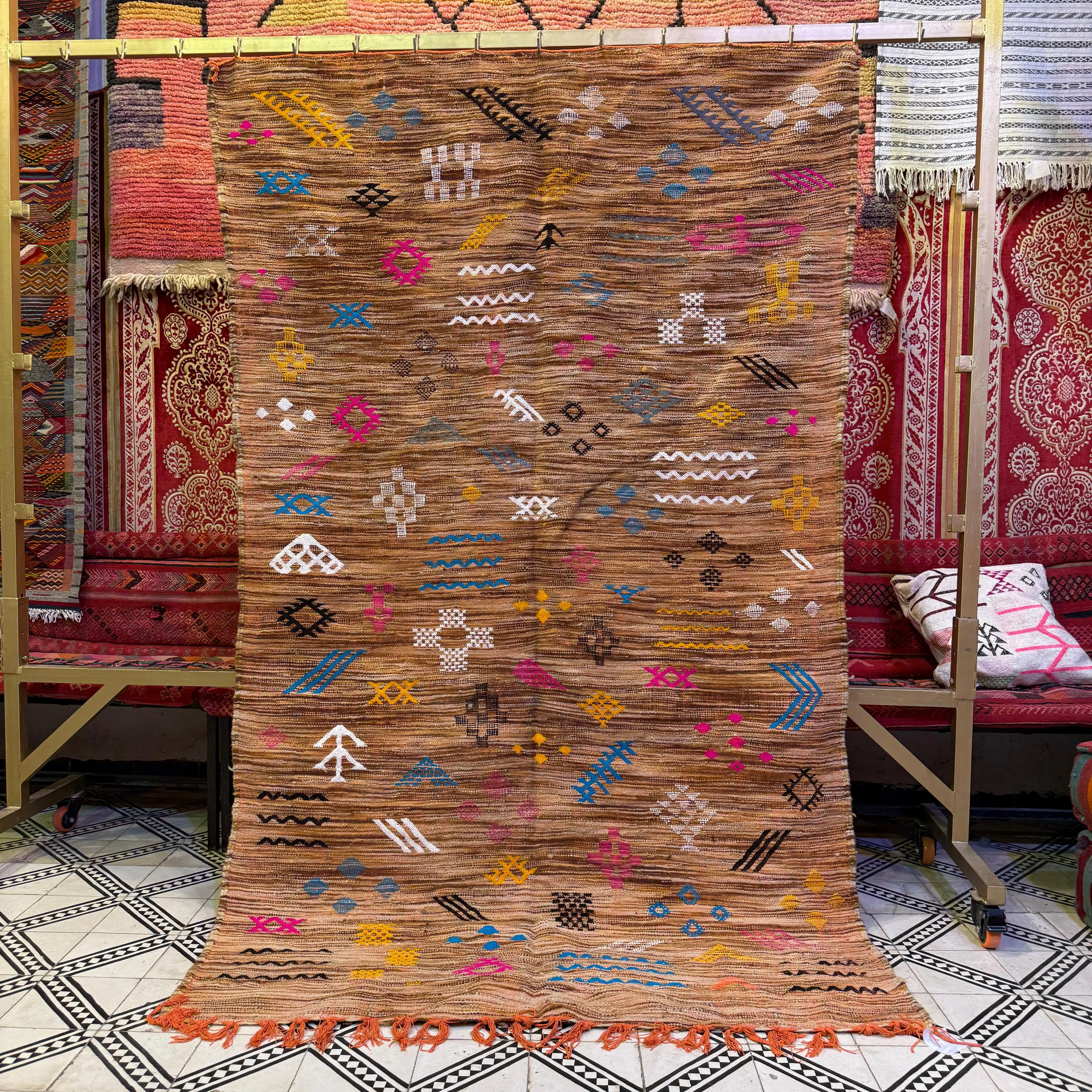 Artistic Moroccan Boujaad Rug | Amazing Multicolored Wool Carpet | Fabulous & Colorful Berber Area Rug for Home