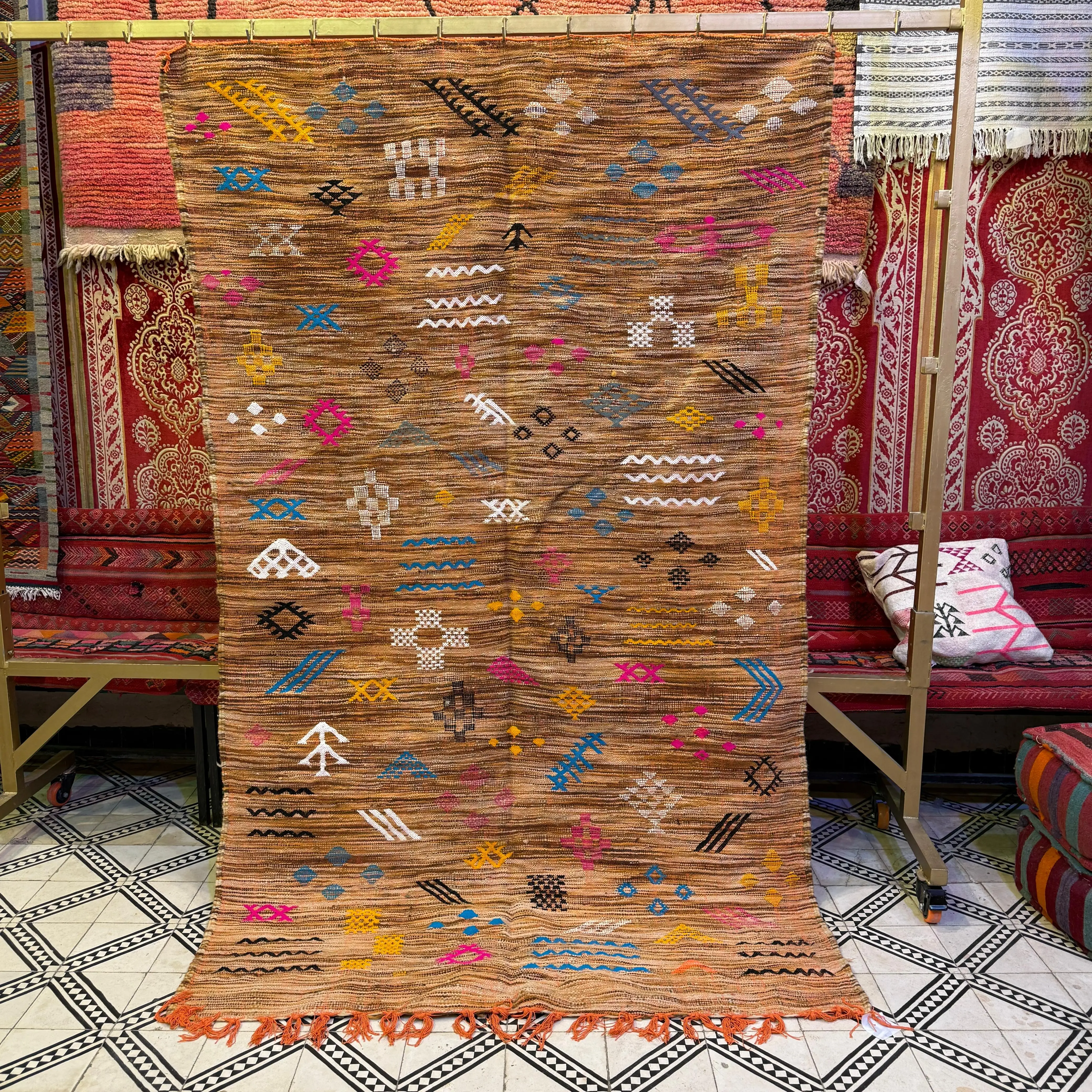 Artistic Moroccan Boujaad Rug | Amazing Multicolored Wool Carpet | Fabulous & Colorful Berber Area Rug for Home