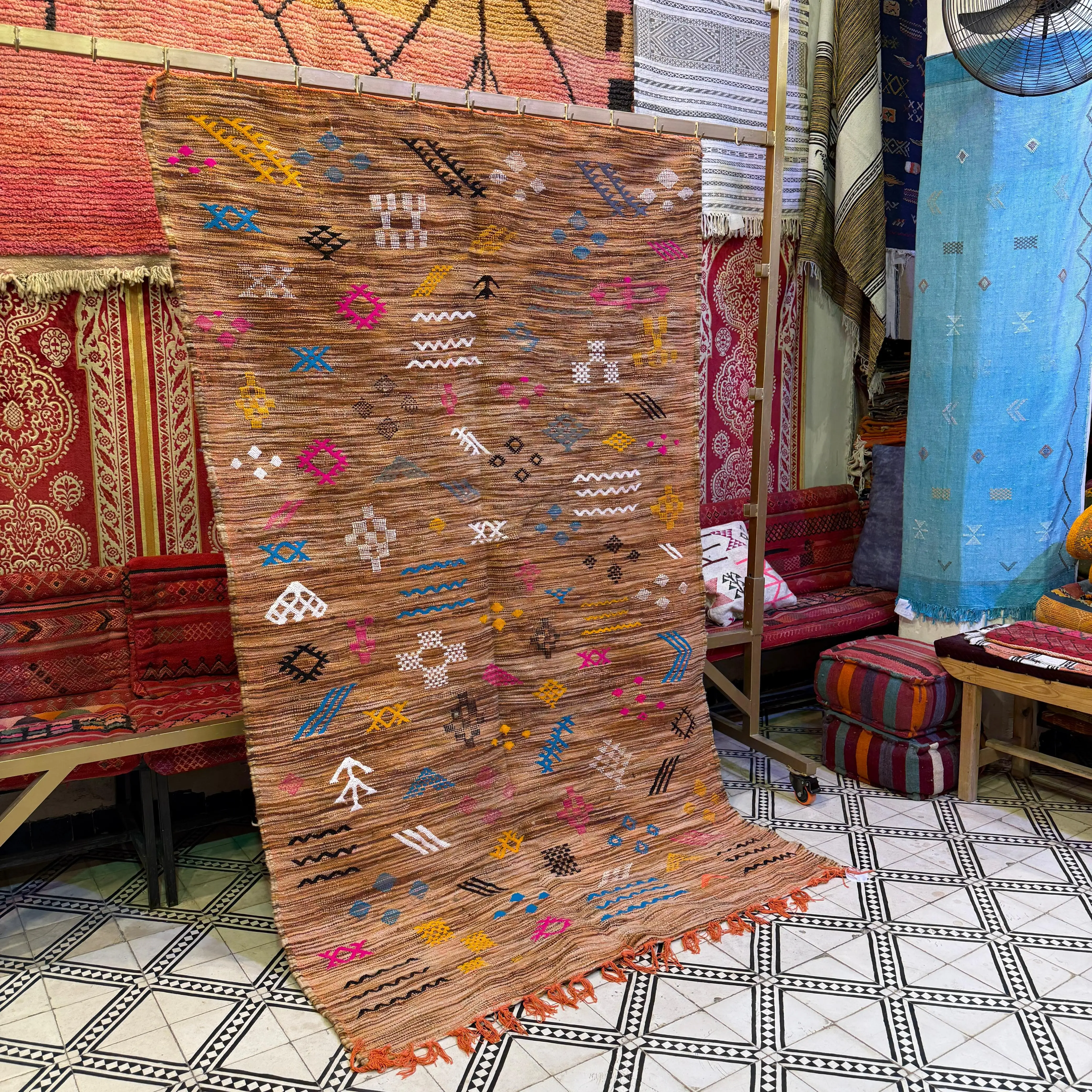 Artistic Moroccan Boujaad Rug | Amazing Multicolored Wool Carpet | Fabulous & Colorful Berber Area Rug for Home
