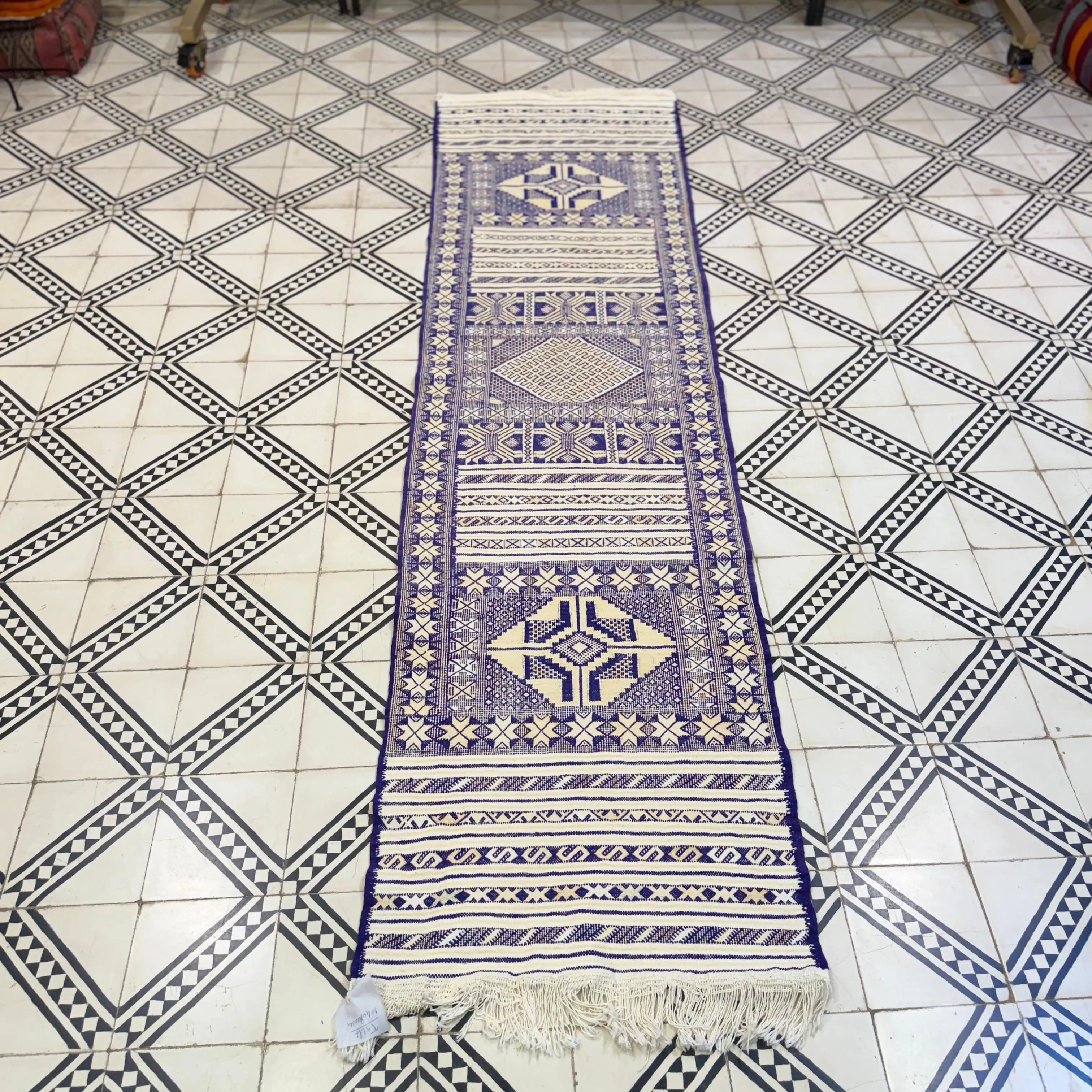 Handmade Wool Jute Kilim Dhurrie | Vintage Flatweave Rug Runner | Moroccan Wool & Jute Carpet