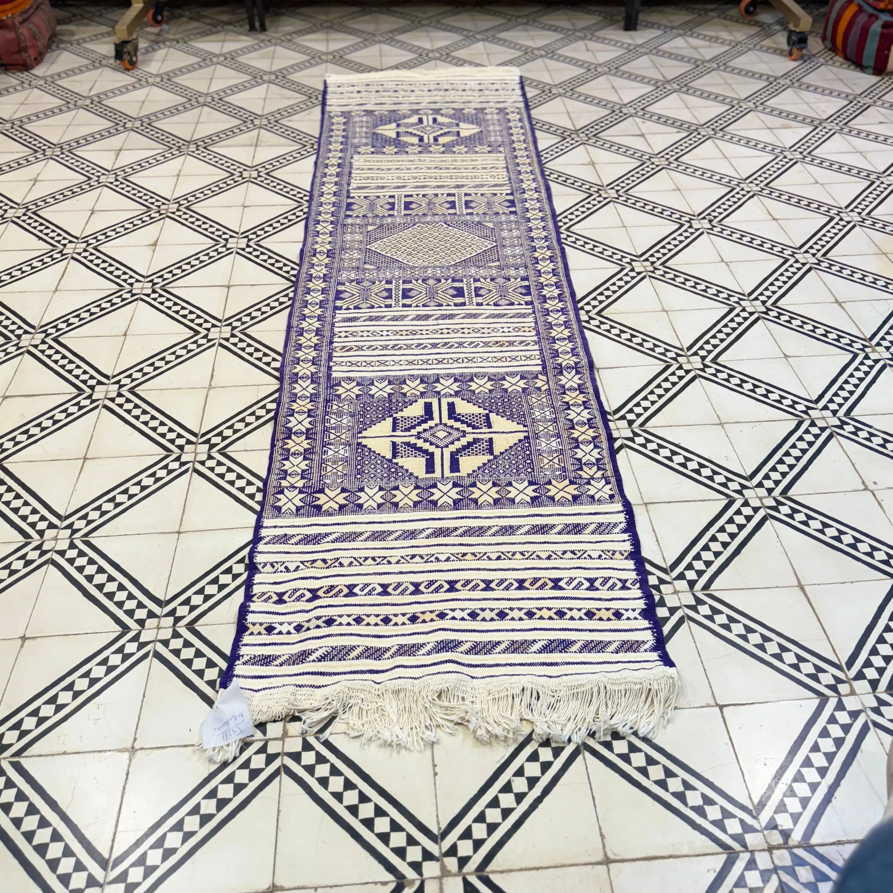 Handmade Wool Jute Kilim Dhurrie | Vintage Flatweave Rug Runner | Moroccan Wool & Jute Carpet