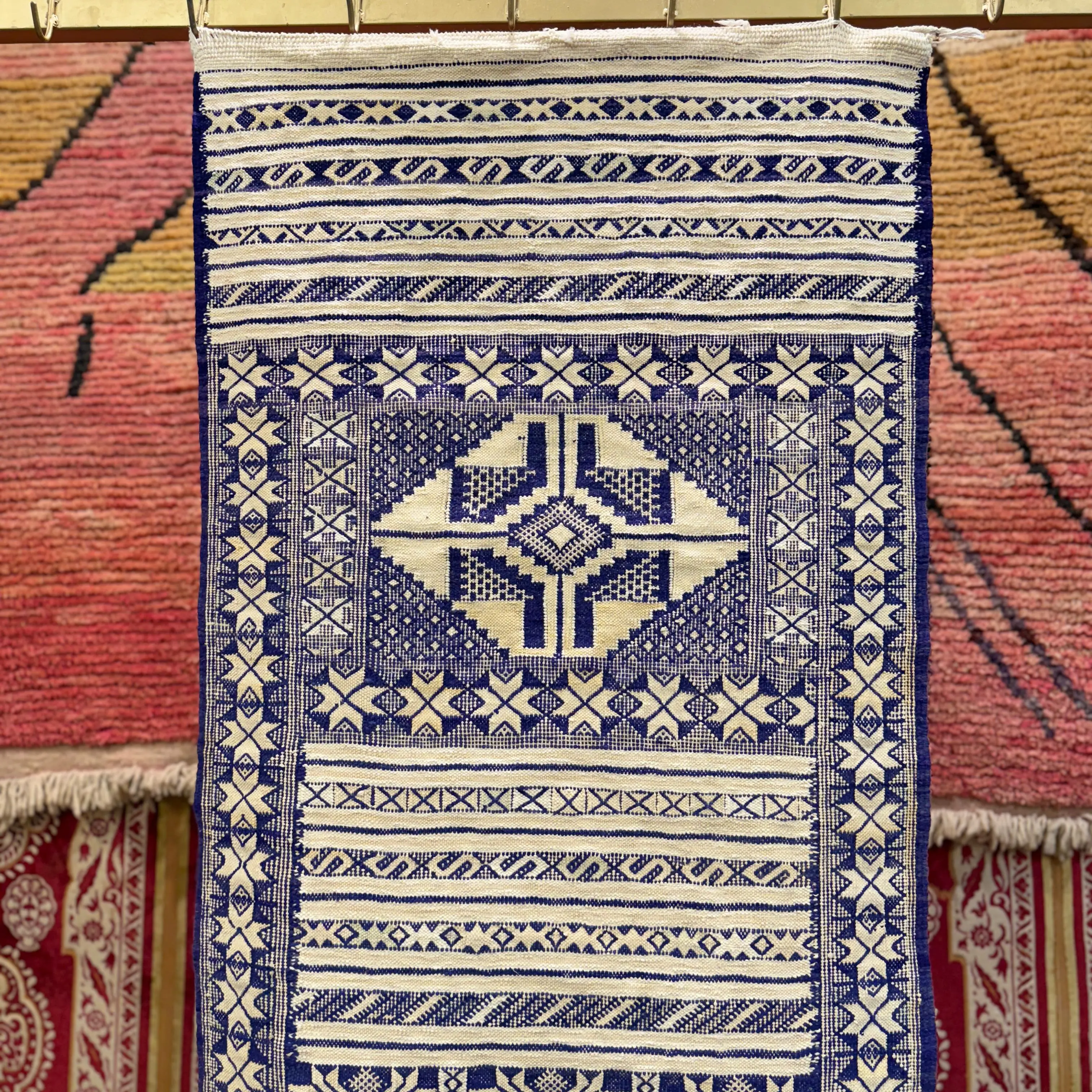 Handmade Wool Jute Kilim Dhurrie | Vintage Flatweave Rug Runner | Moroccan Wool & Jute Carpet