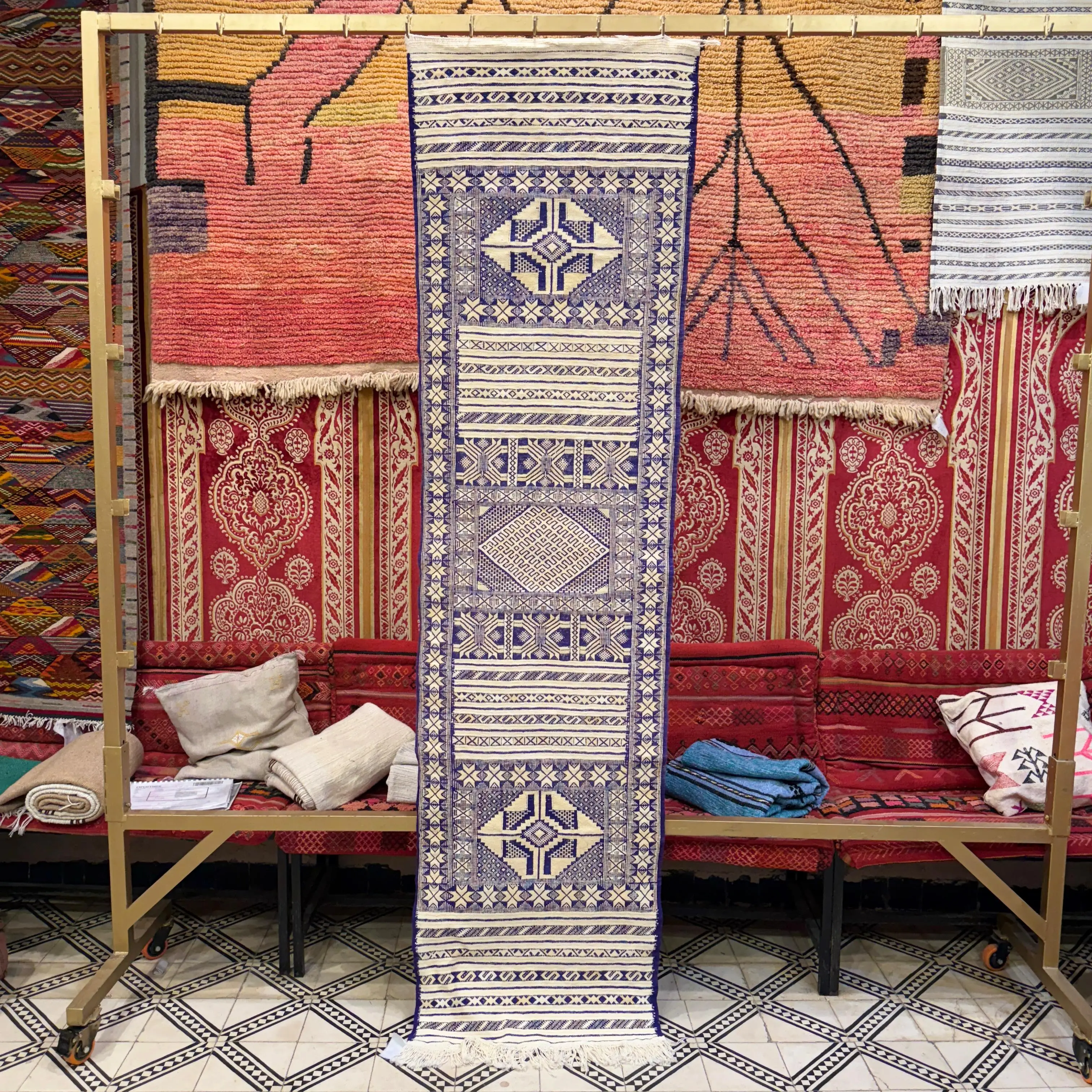 Handmade Wool Jute Kilim Dhurrie | Vintage Flatweave Rug Runner | Moroccan Wool & Jute Carpet